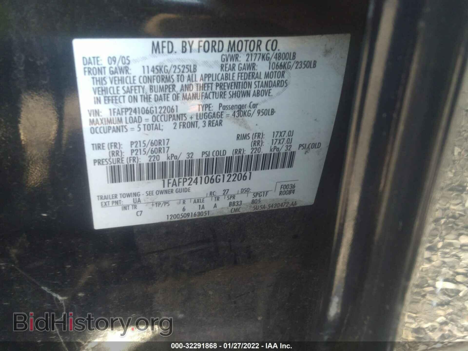 2006 FORD FIVE HUNDRED - VIN: 1FAFP24106G122061 - Photo 9