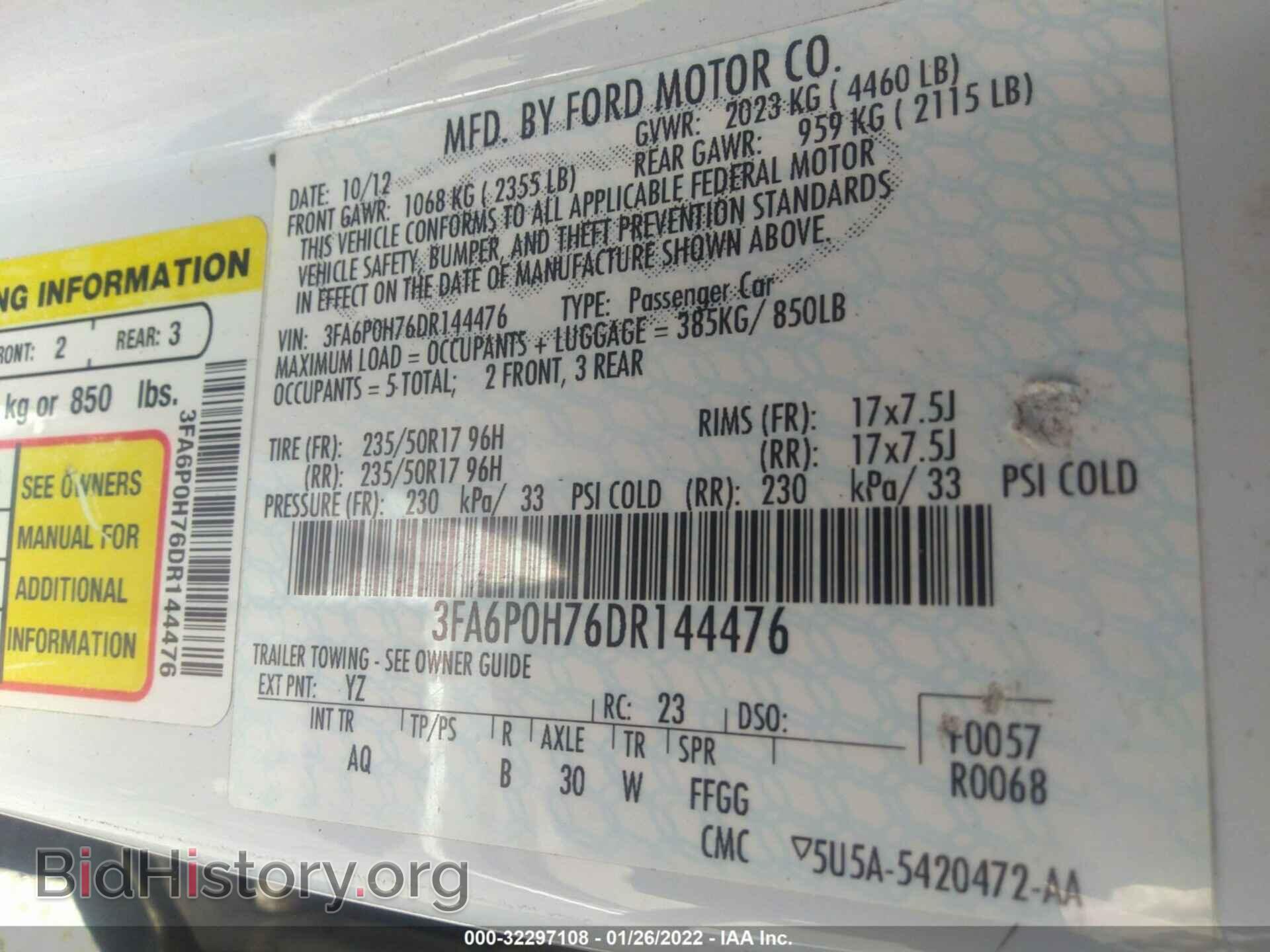 2013 FORD FUSION - VIN: 3FA6P0H76DR144476 - Photo 9