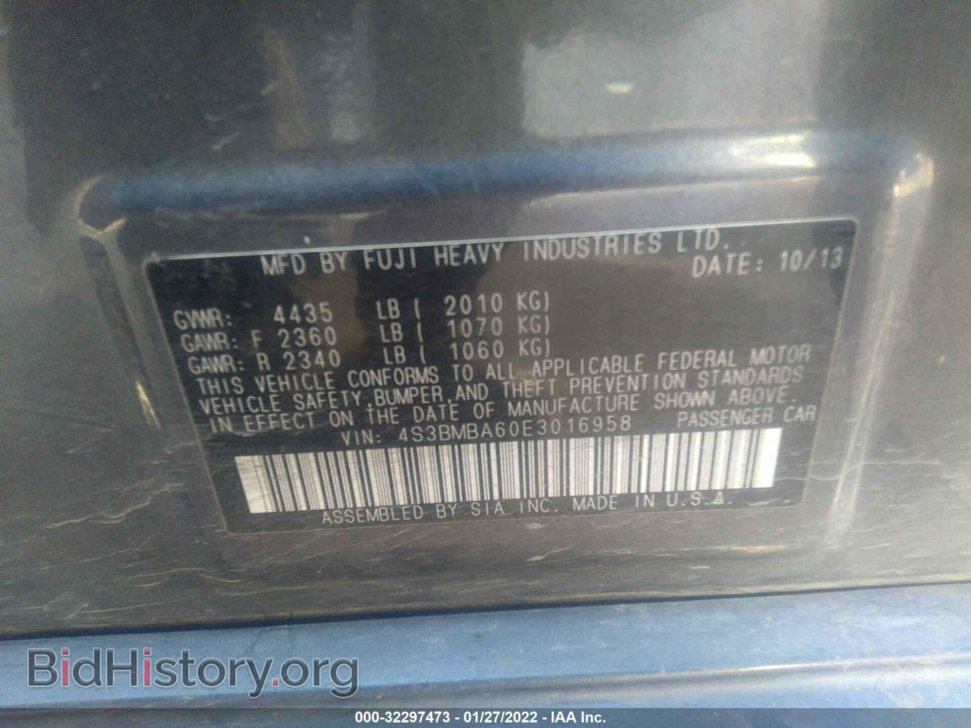 2014 SUBARU LEGACY - VIN: 4S3BMBA60E3016958 - Фото 9