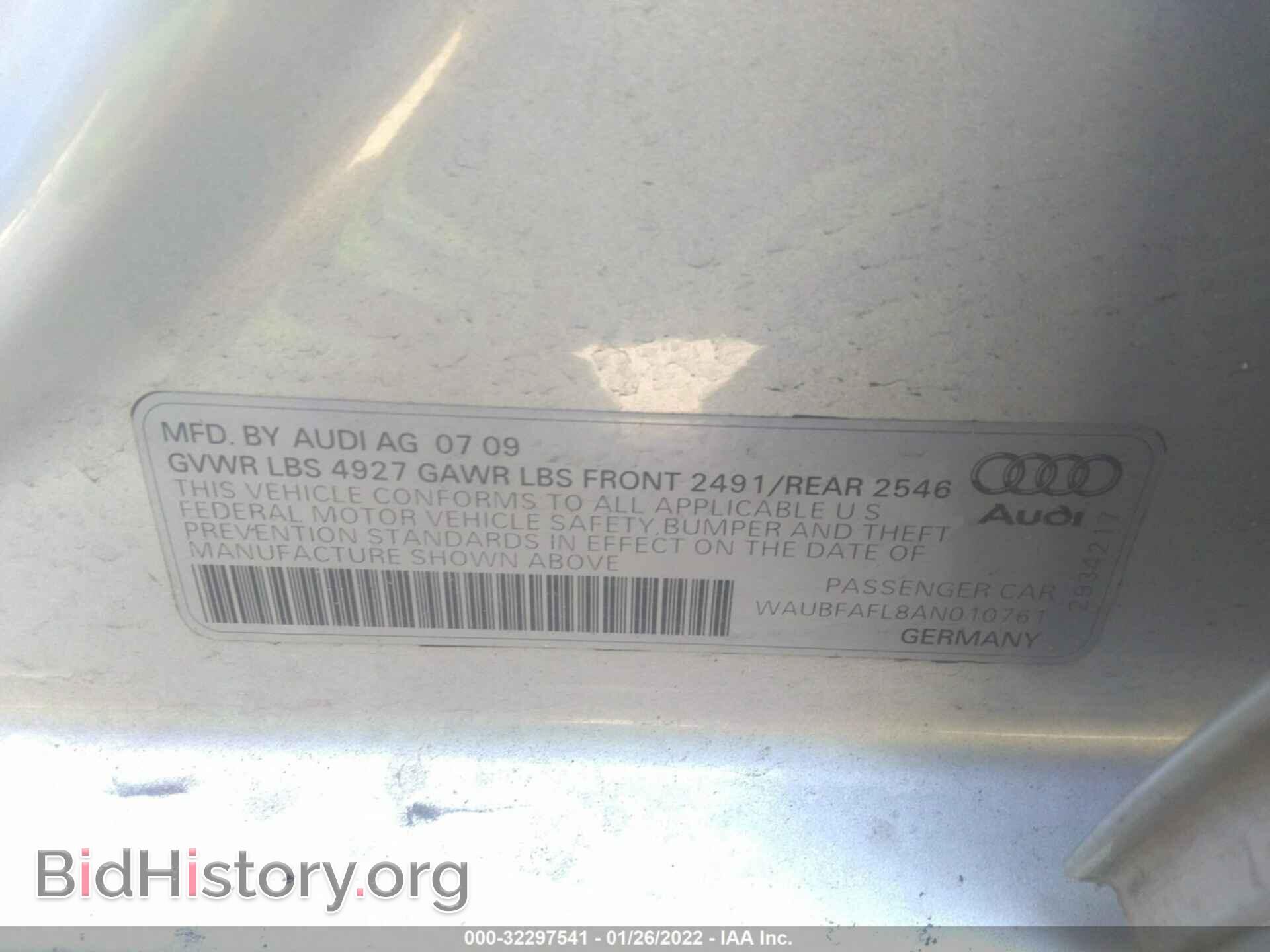 2010 AUDI A4 - VIN: WAUBFAFL8AN010761 - Фото 9