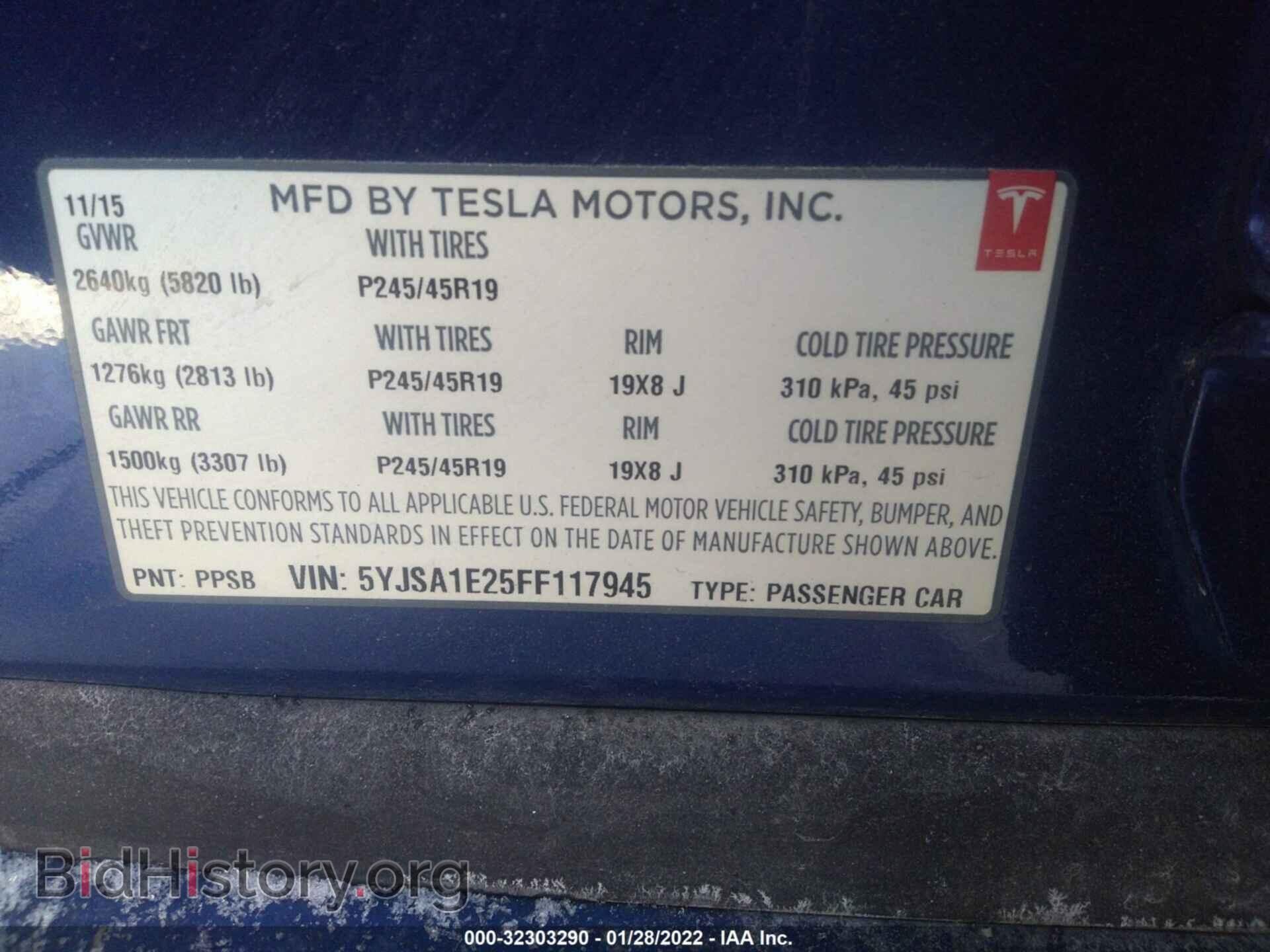 2015 TESLA MODEL S - VIN: 5YJSA1E25FF117945 - Фото 9