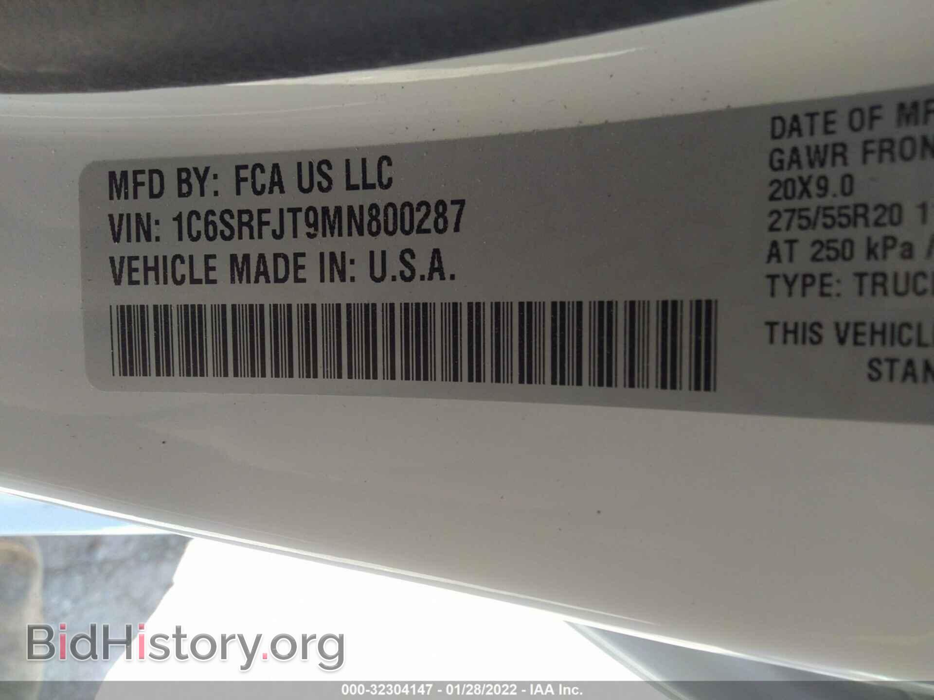 2021 RAM 1500 - VIN: 1C6SRFJT9MN800287 - Фото 9