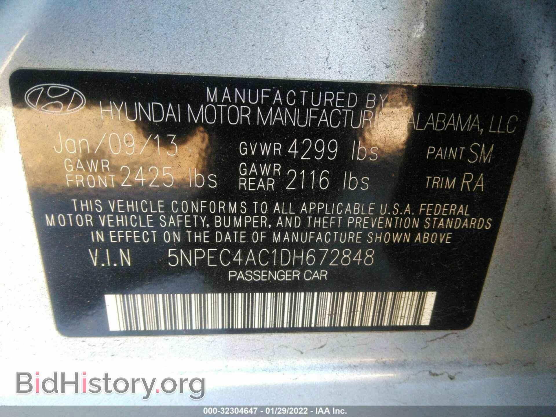 2013 HYUNDAI SONATA - VIN: 5NPEC4AC1DH672848 - Фото 9