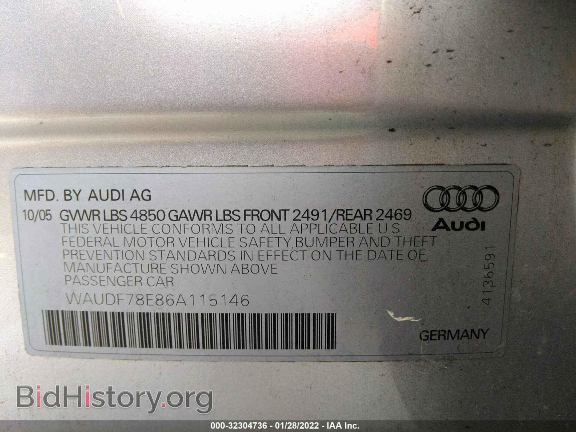 2006 AUDI A4 - VIN: WAUDF78E86A115146 - Фото 9