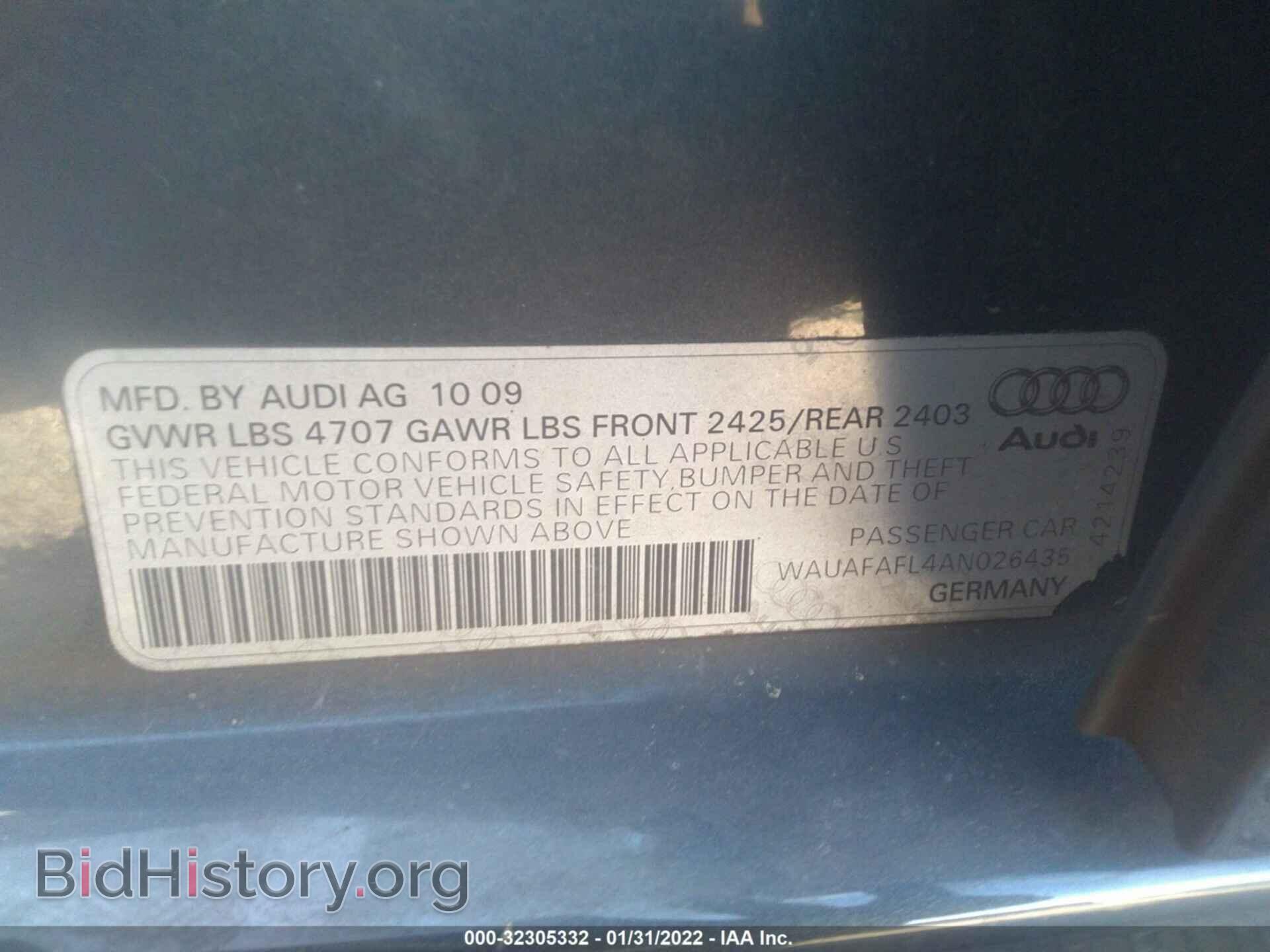 2010 AUDI A4 - VIN: WAUAFAFL4AN026435 - Фото 9