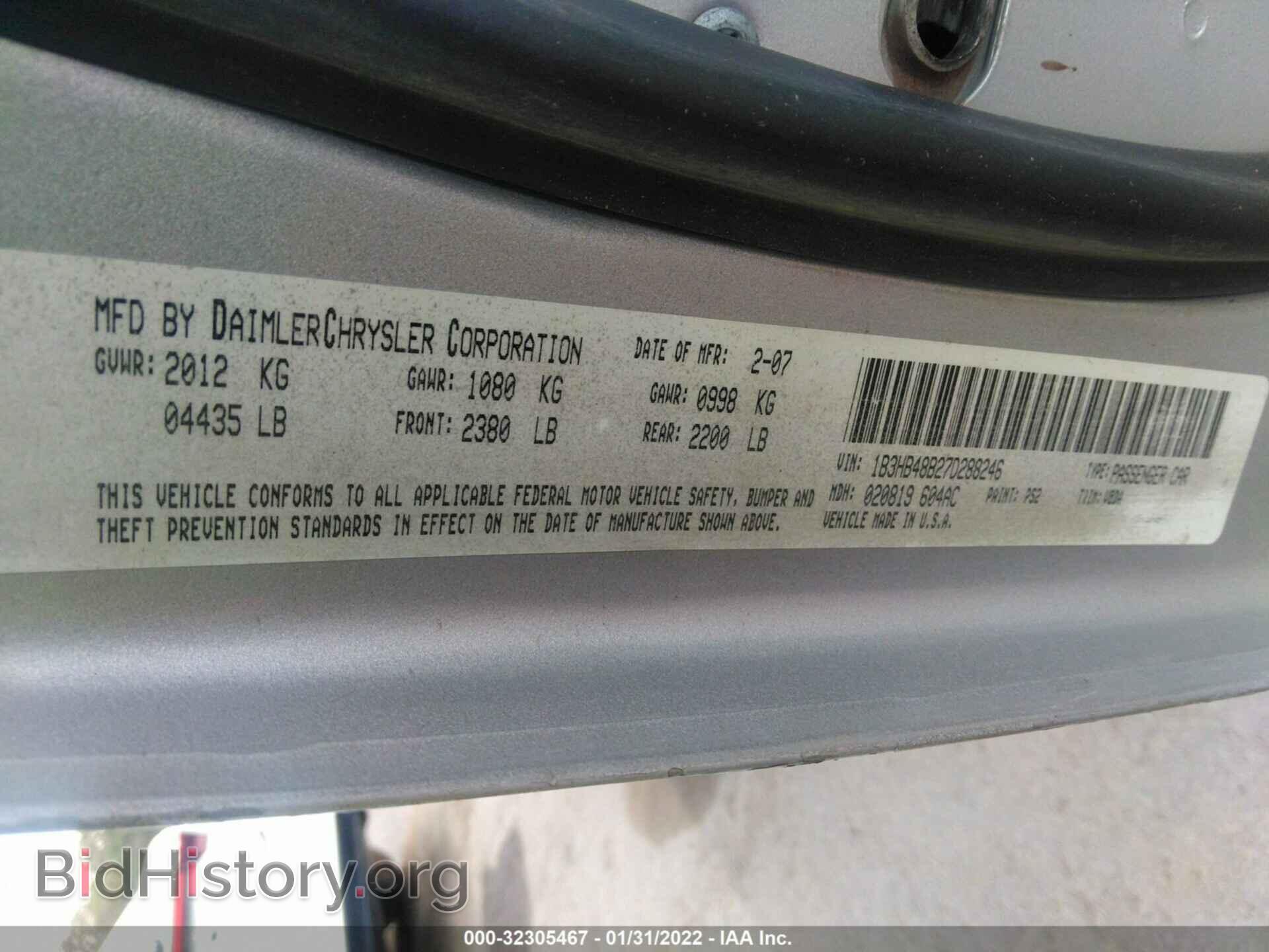 2007 DODGE CALIBER - VIN: 1B3HB48B27D288246 - Photo 9