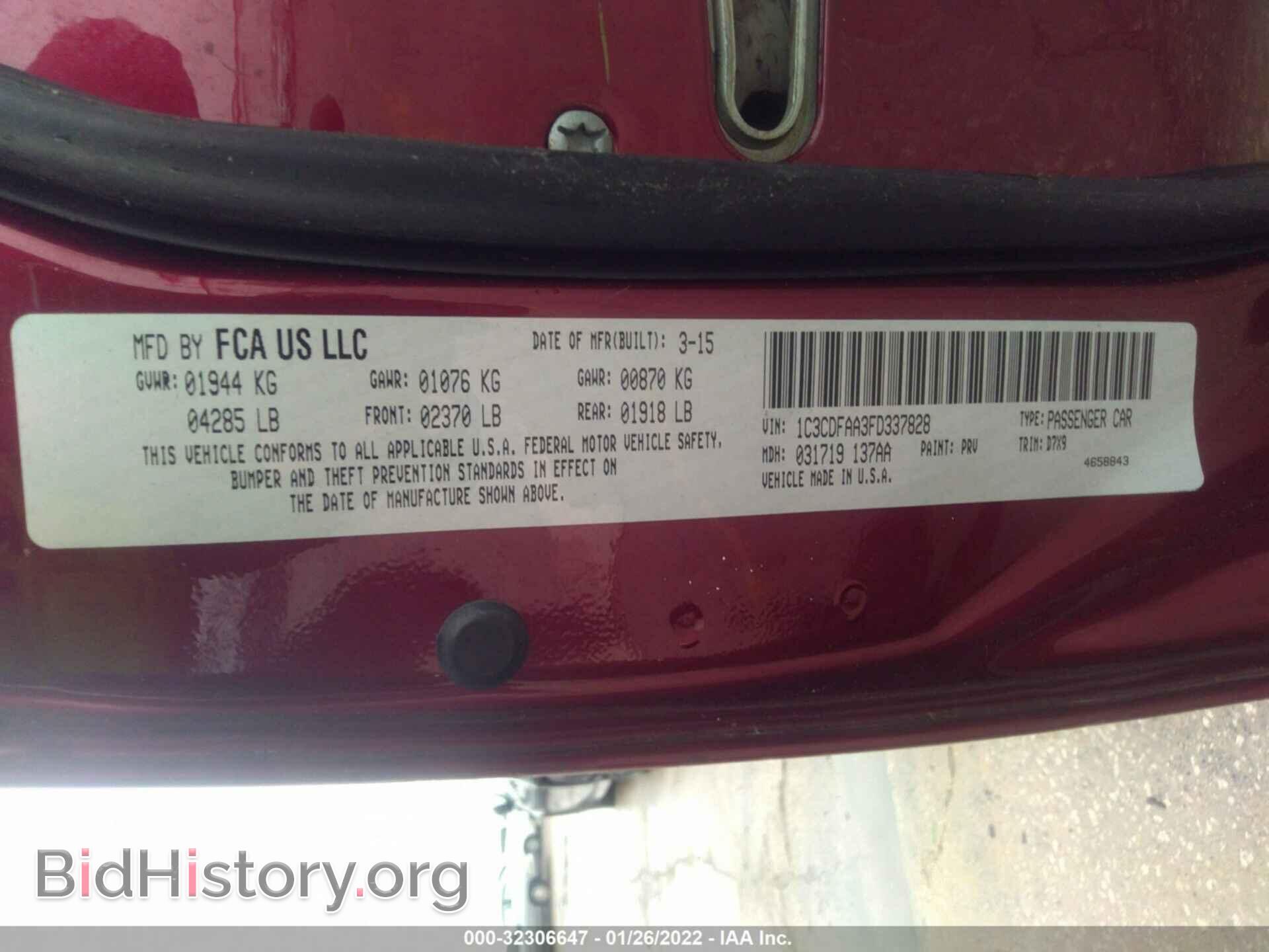 2015 DODGE DART - VIN: 1C3CDFAA3FD337828 - Photo 9