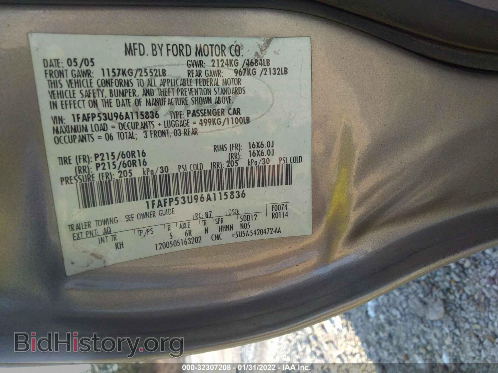 2006 FORD TAURUS - VIN: 1FAFP53U96A115836 - Фото 9