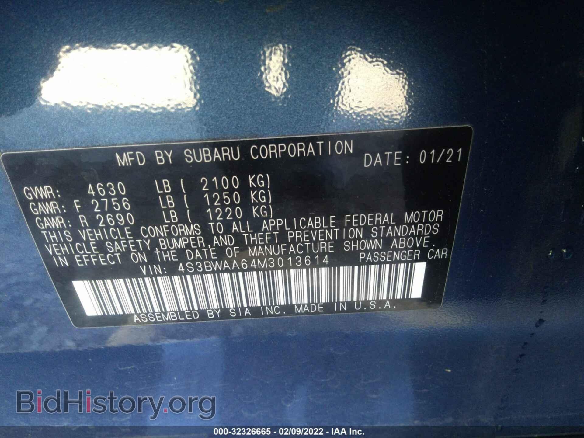 2021 SUBARU LEGACY - VIN: 4S3BWAA64M3013614 - Фото 9