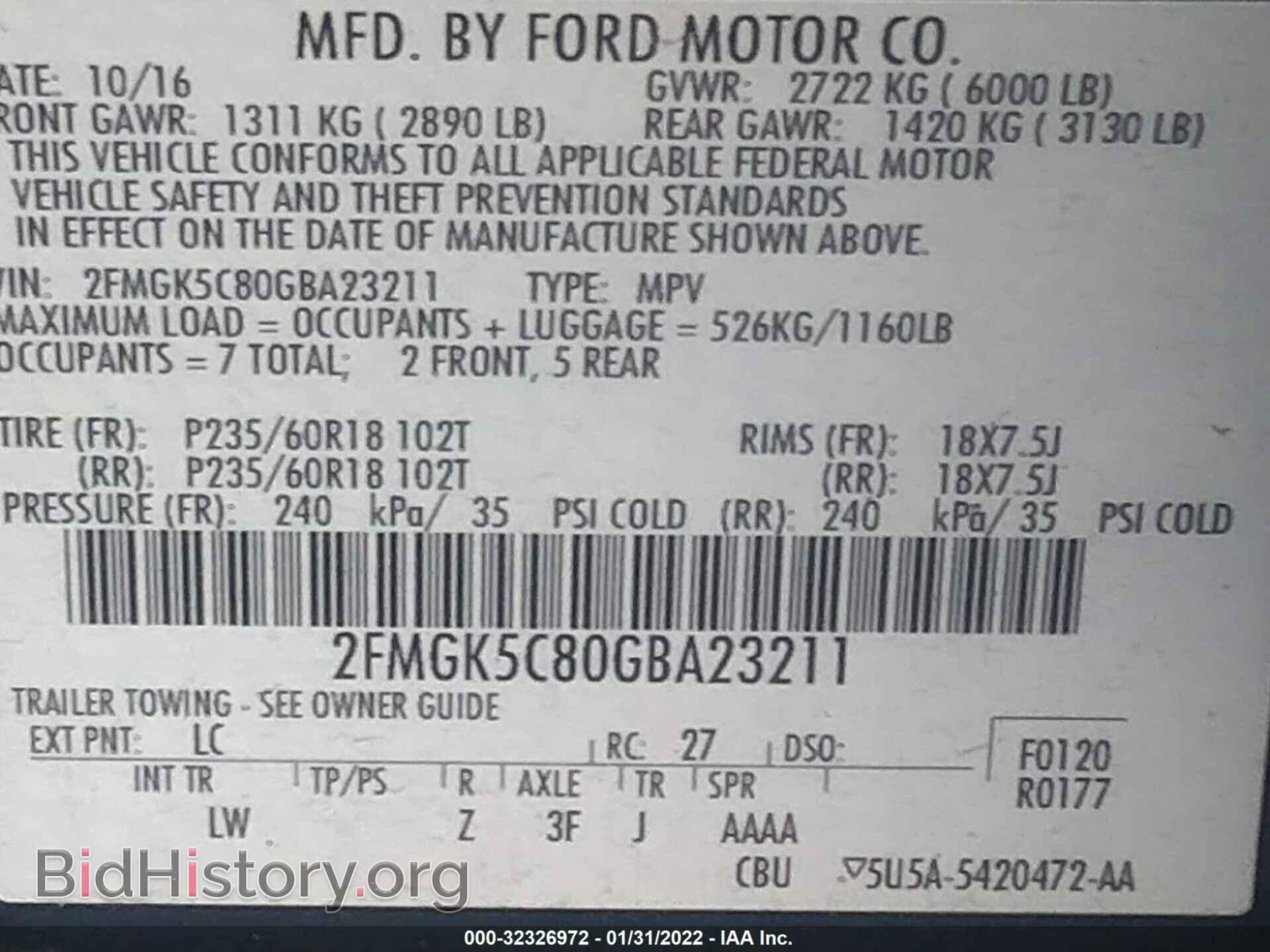 2016 FORD FLEX - VIN: 2FMGK5C80GBA23211 - Фото 9