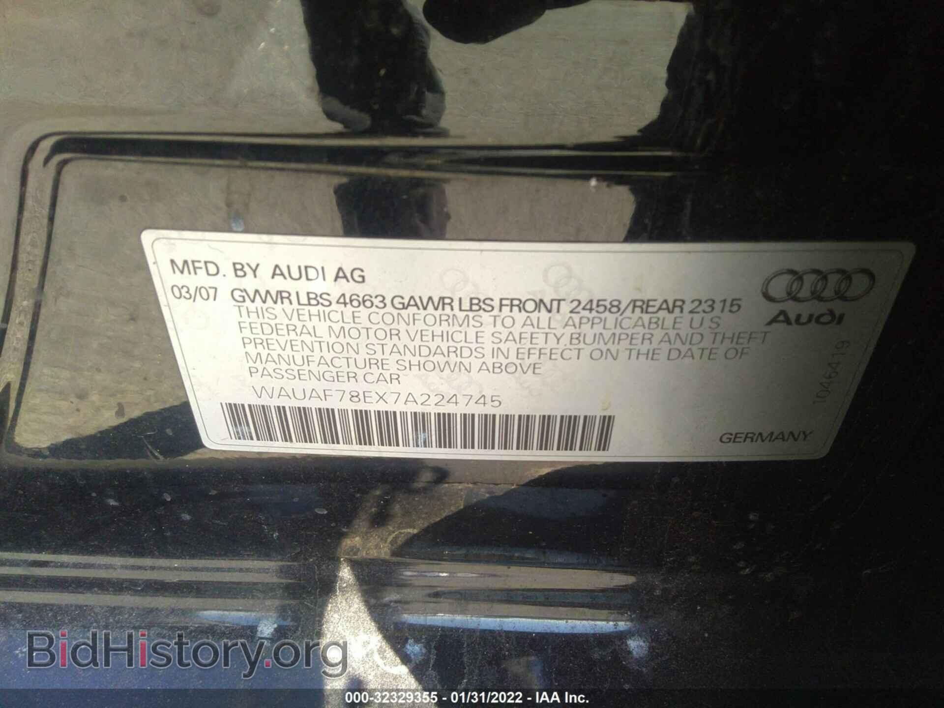 2007 AUDI A4 - VIN: WAUAF78EX7A224745 - Photo 9