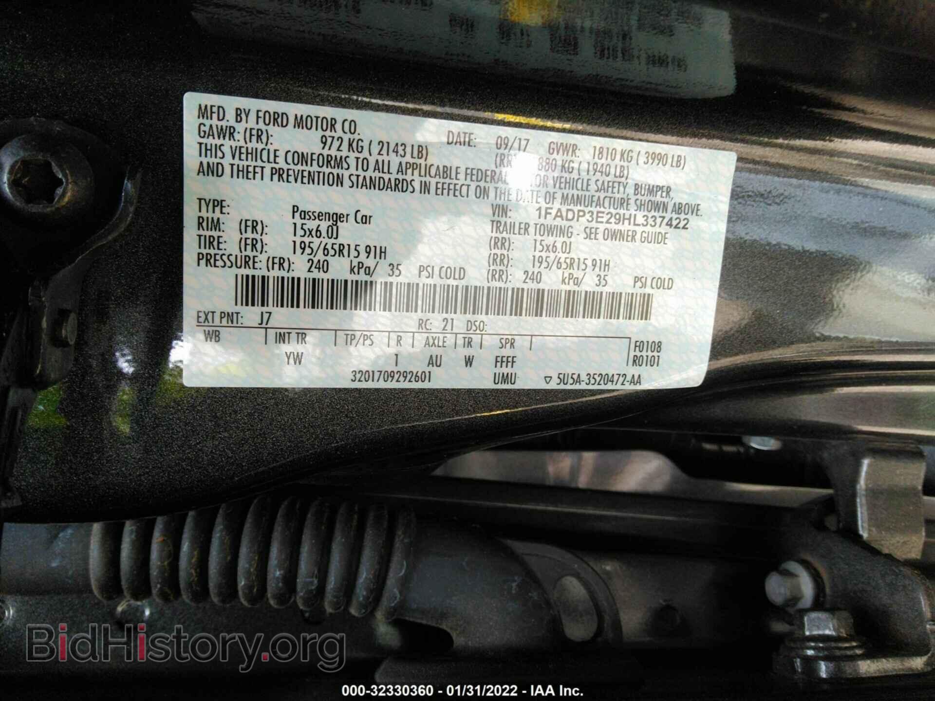 2017 FORD FOCUS - VIN: 1FADP3E29HL337422 - Фото 9