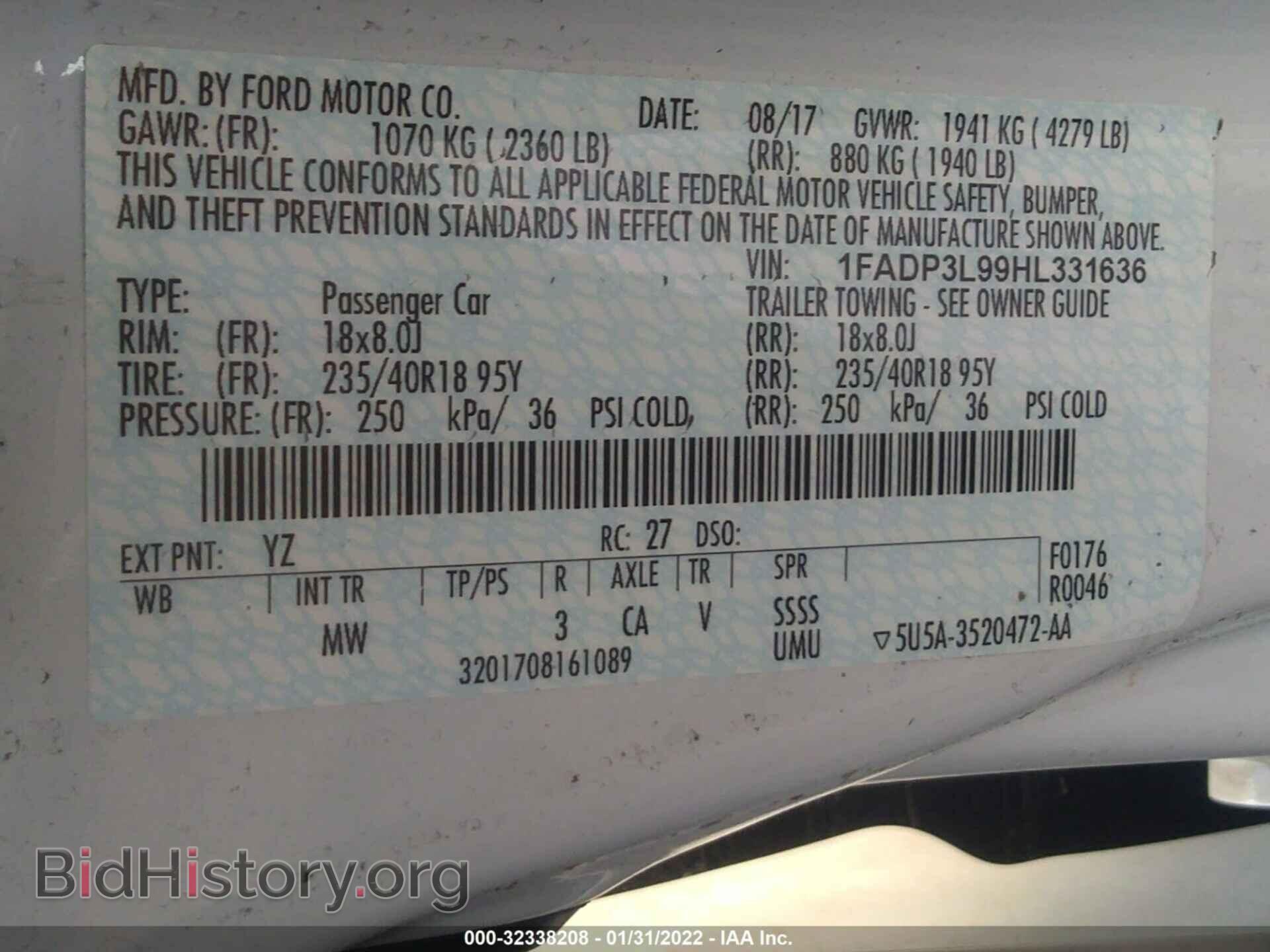 2017 FORD FOCUS - VIN: 1FADP3L99HL331636 - Фото 9
