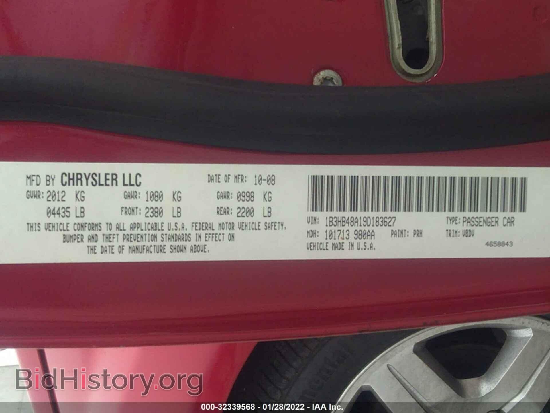 2009 DODGE CALIBER - VIN: 1B3HB48A19D183627 - Фото 9