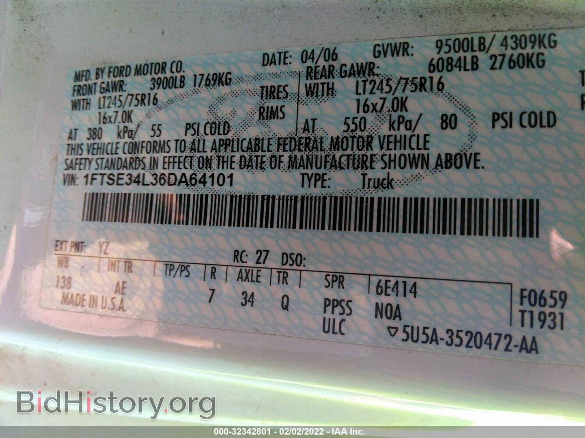 2006 FORD ECONOLINE CARGO VAN - VIN: 1FTSE34L36DA64101 - Фото 9