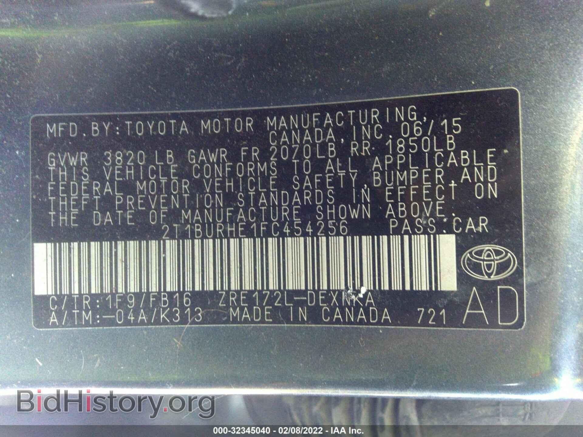 2015 TOYOTA COROLLA - VIN: 2T1BURHE1FC454256 - Фото 9