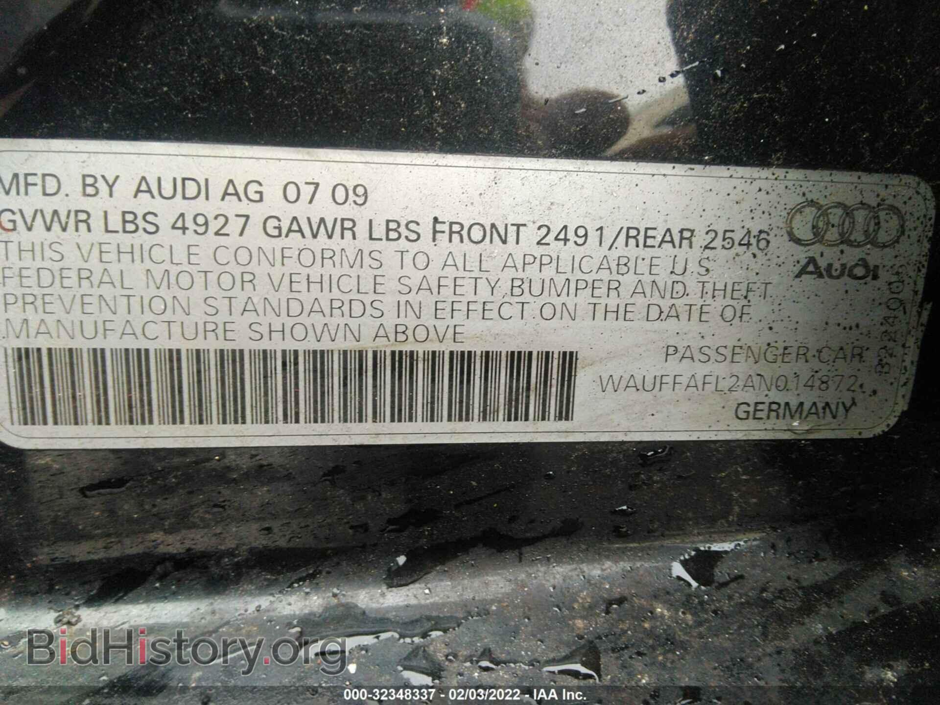 2010 AUDI A4 - VIN: WAUFFAFL2AN014872 - Фото 9