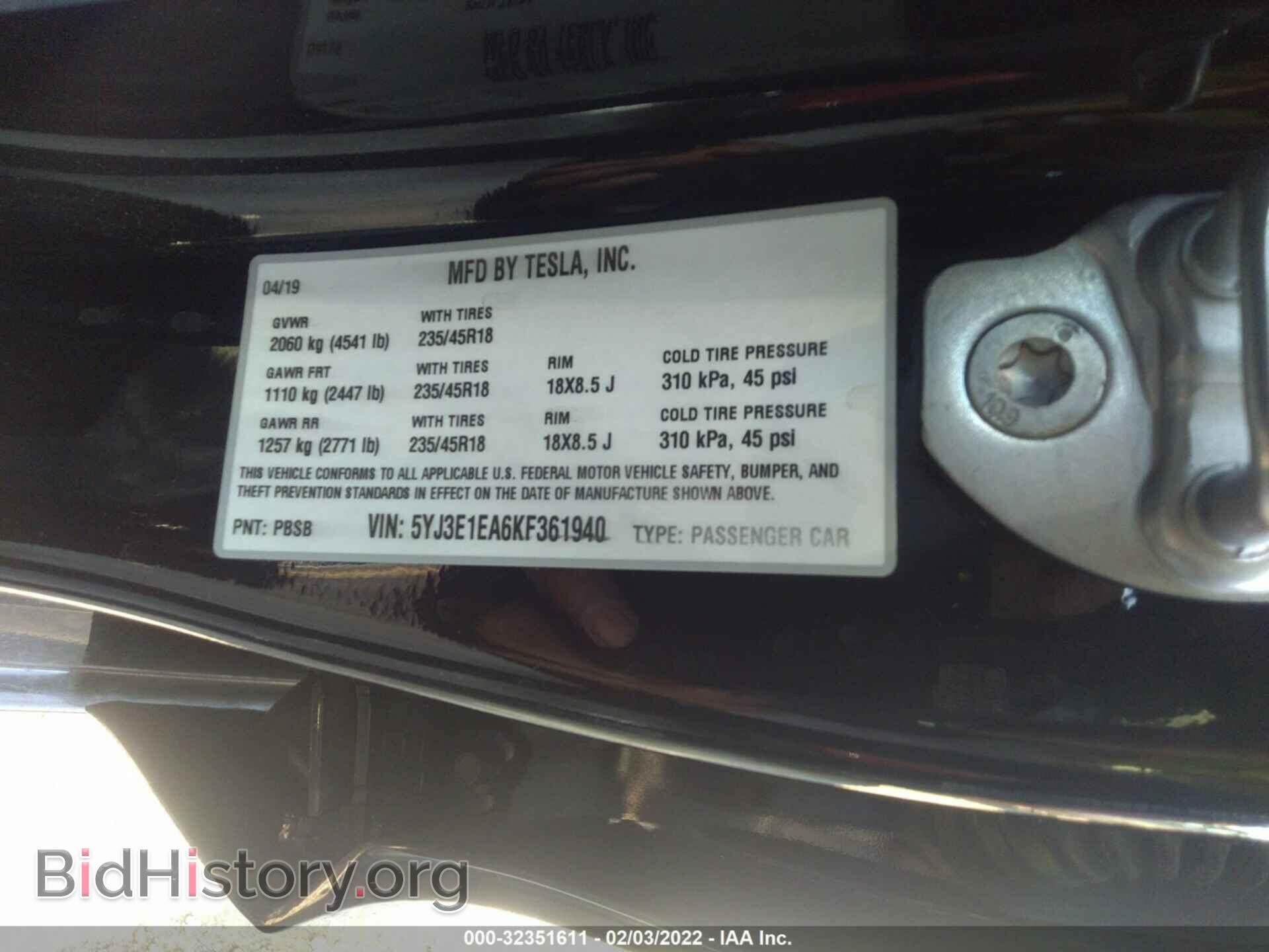 2019 TESLA MODEL 3 - VIN: 5YJ3E1EA6KF361940 - Photo 9