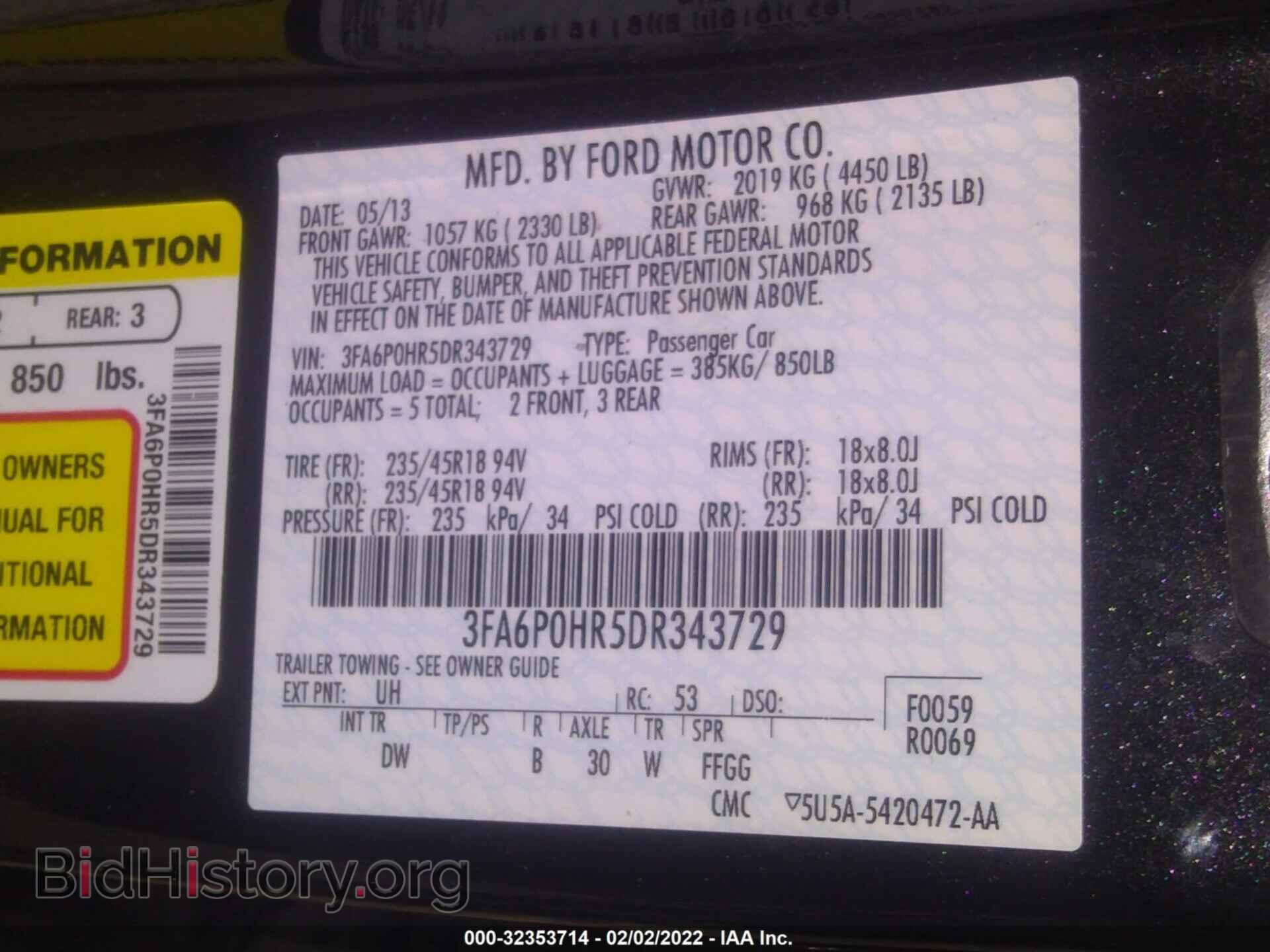 2013 FORD FUSION - VIN: 3FA6P0HR5DR343729 - Photo 9