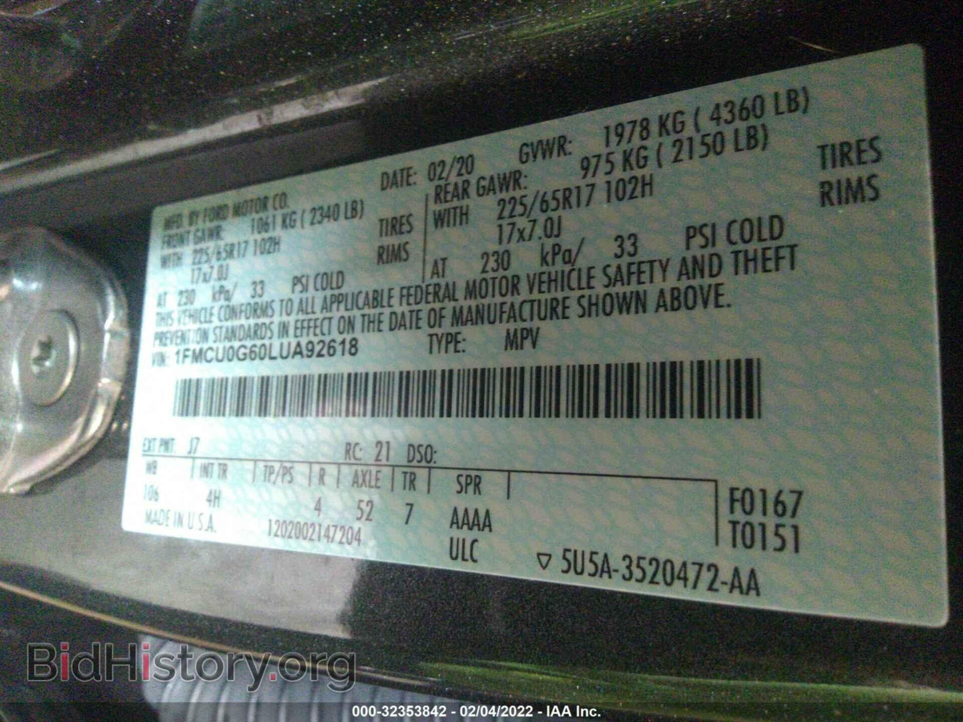 2020 FORD ESCAPE - VIN: 1FMCU0G60LUA92618 - Photo 9