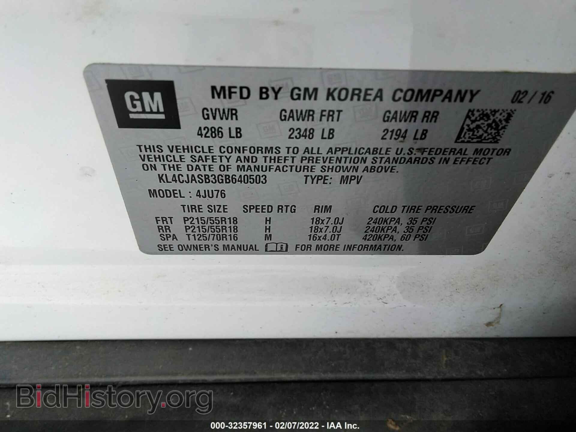 2016 BUICK ENCORE - VIN: KL4CJASB3GB640503 - Фото 9