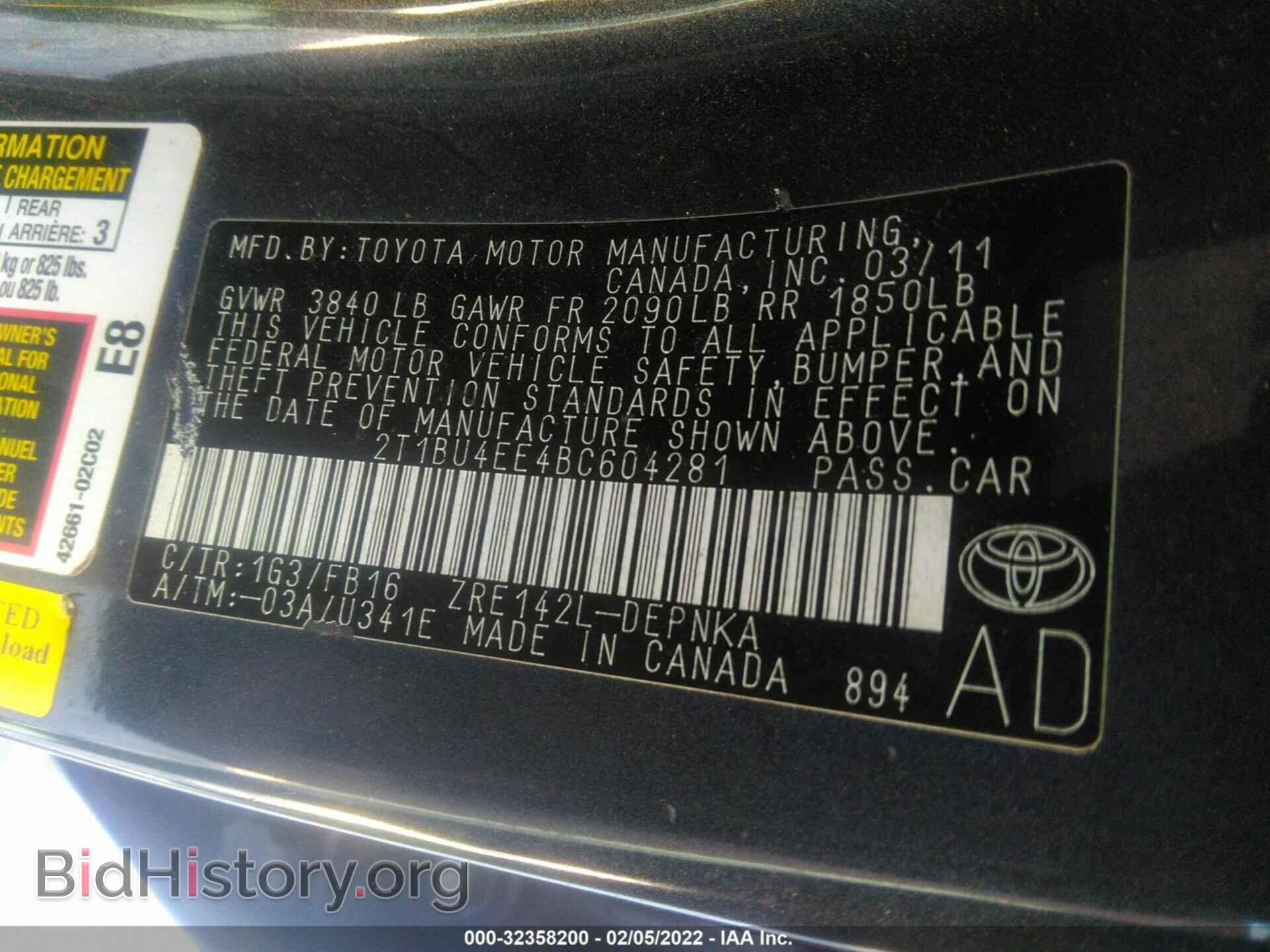 2011 TOYOTA COROLLA - VIN: 2T1BU4EE4BC604281 - Фото 9