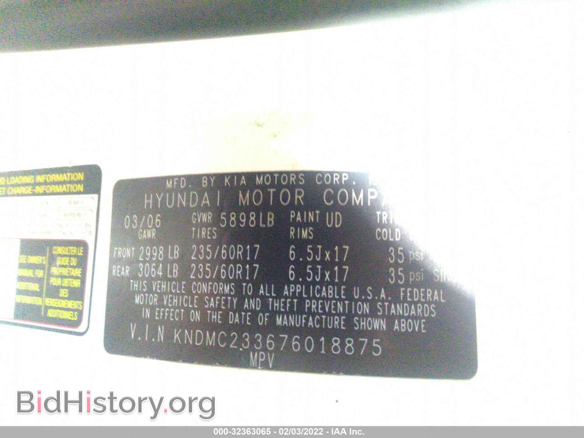 2007 HYUNDAI ENTOURAGE - VIN: KNDMC233676018875 - Фото 9