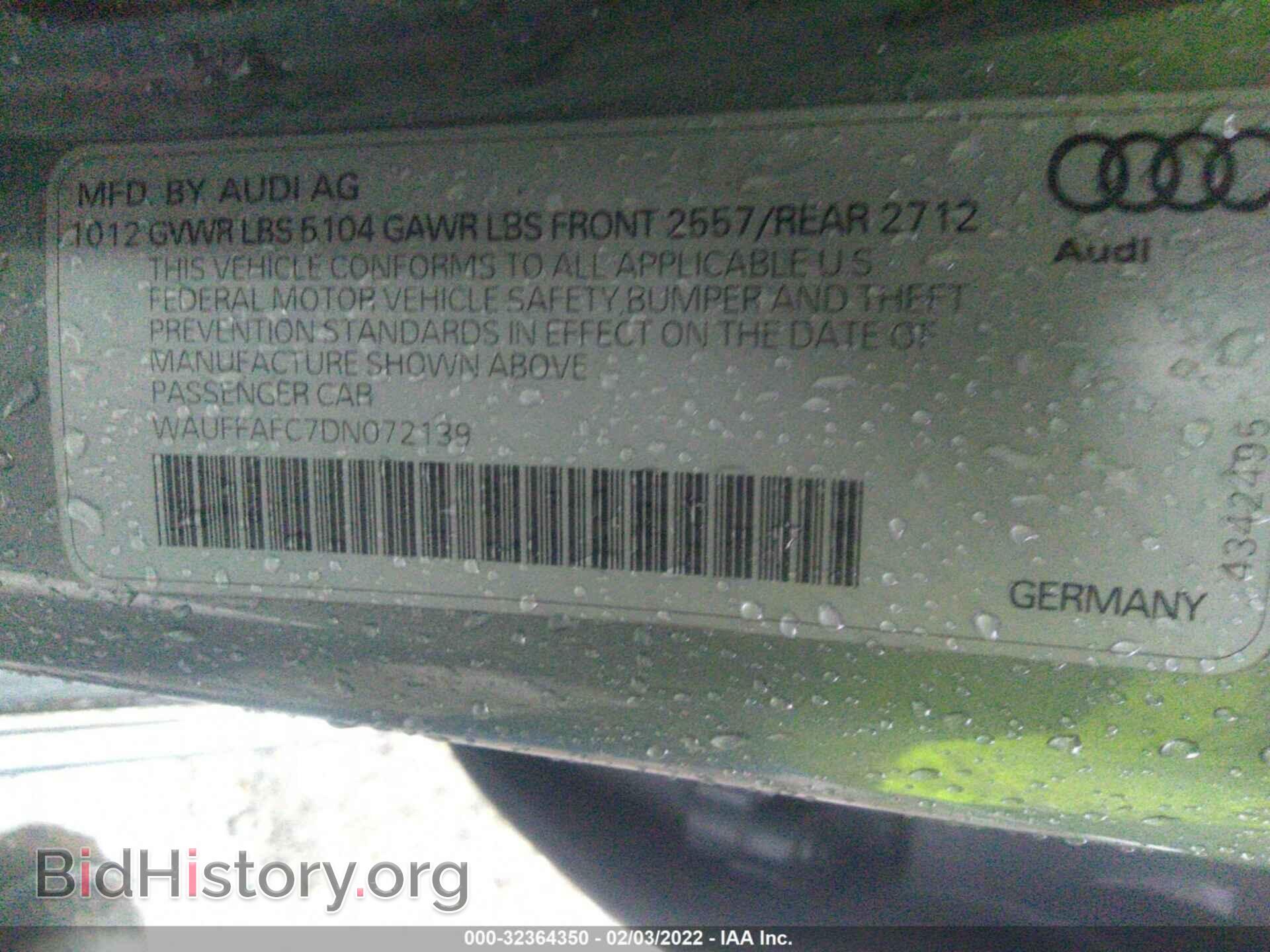 2013 AUDI A6 - VIN: WAUFFAFC7DN072139 - Фото 9