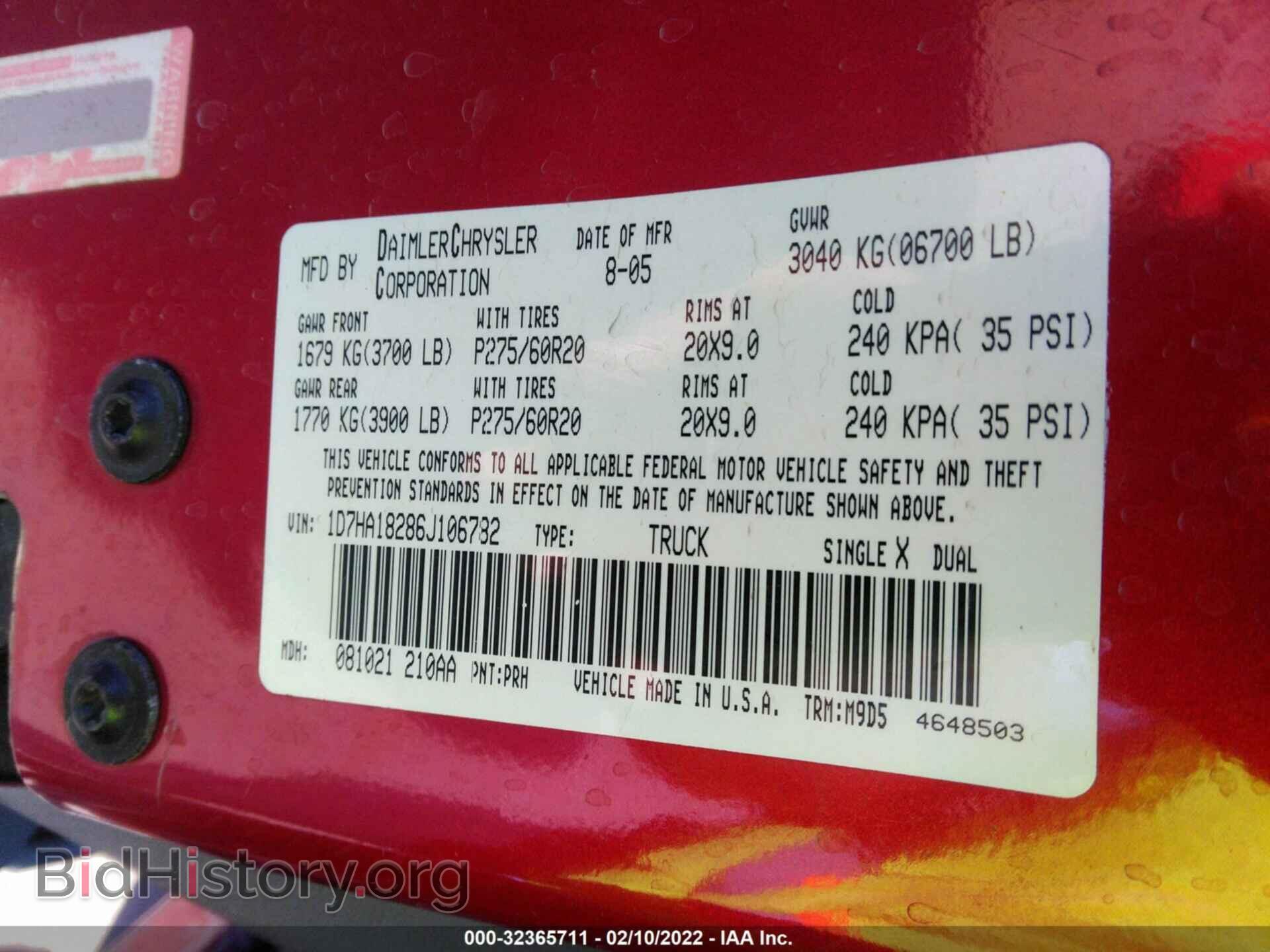 2006 DODGE RAM 1500 - VIN: 1D7HA18286J106782 - Фото 9