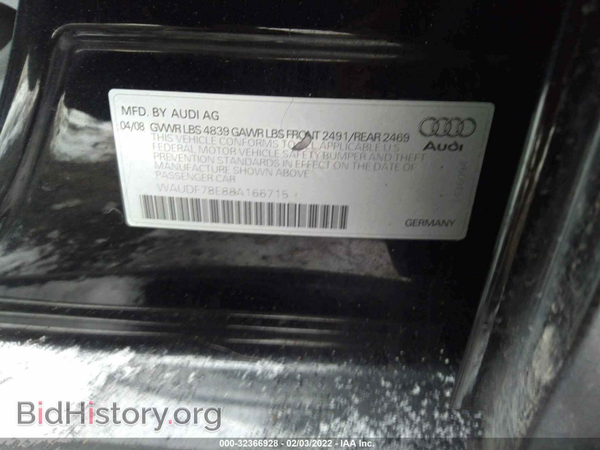 2008 AUDI A4 - VIN: WAUDF78E88A166715 - Фото 8