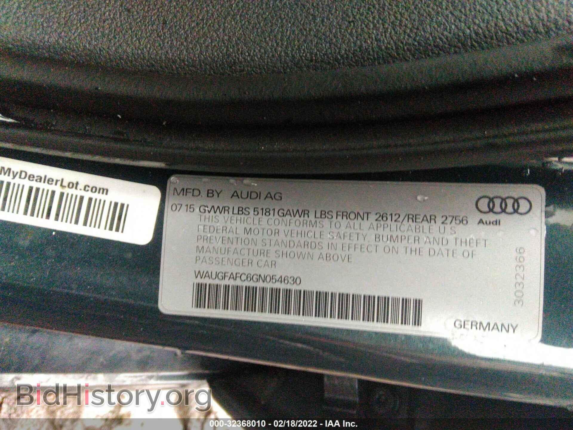 2016 AUDI A6 - VIN: WAUGFAFC6GN054630 - Фото 9
