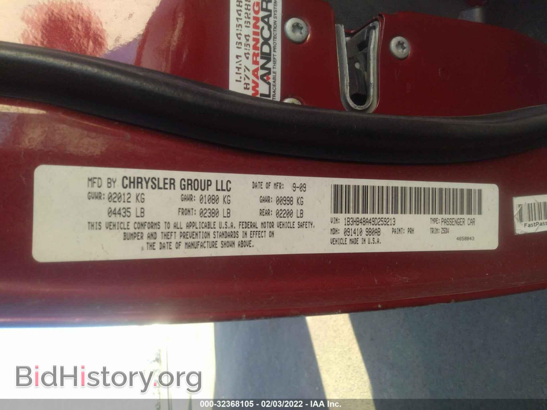 2009 DODGE CALIBER - VIN: 1B3HB48A49D259213 - Photo 9