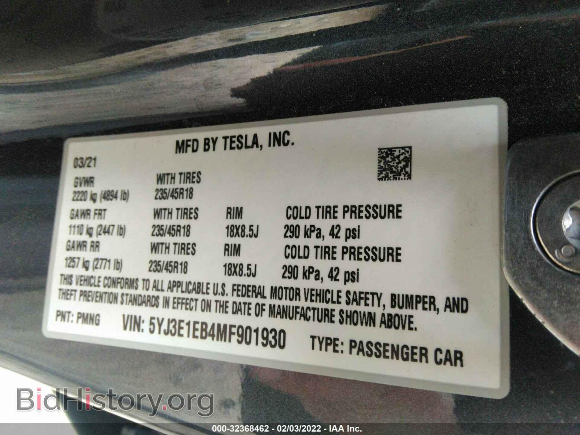 2021 TESLA MODEL 3 - VIN: 5YJ3E1EB4MF901930 - Photo 9