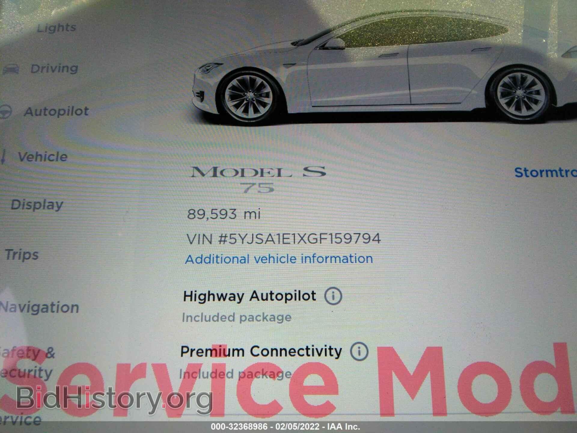 2016 TESLA MODEL S - VIN: 5YJSA1E1XGF159794 - Photo 7