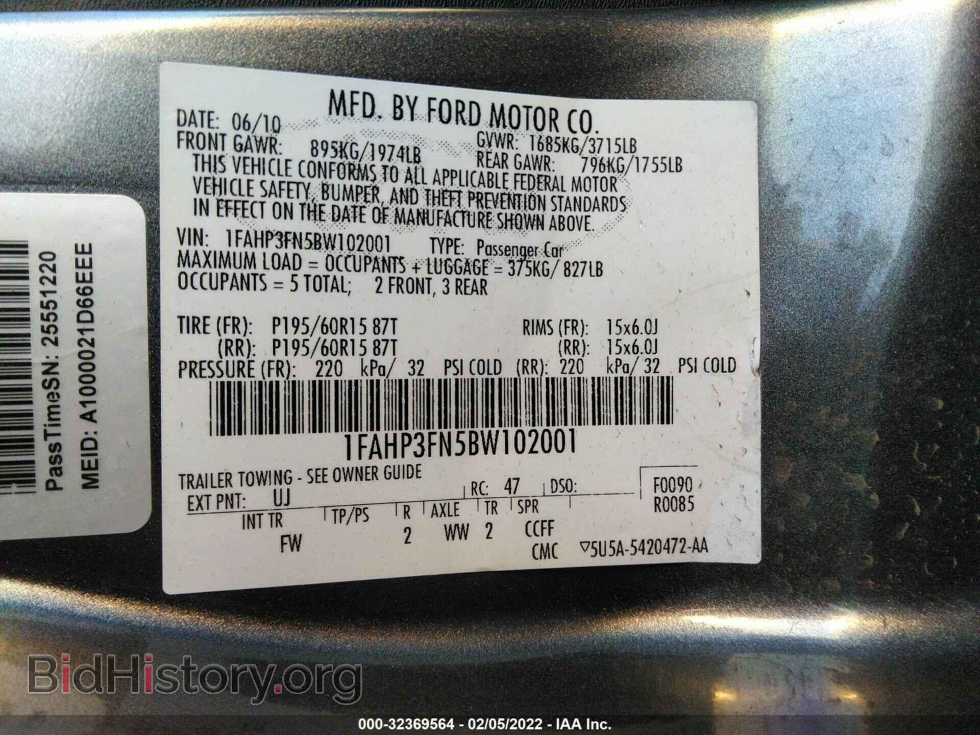 2011 FORD FOCUS - VIN: 1FAHP3FN5BW102001 - Фото 9