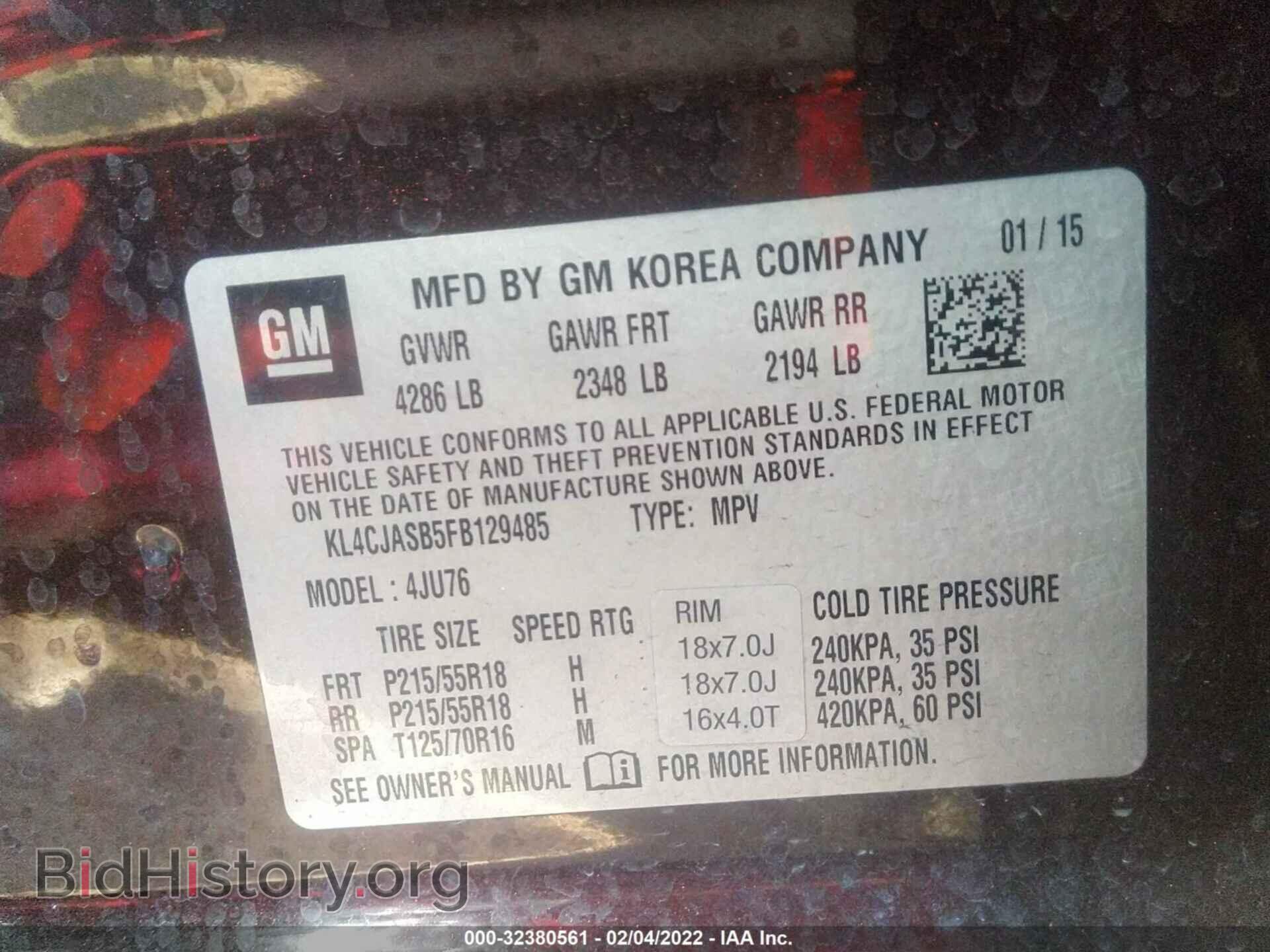 2015 BUICK ENCORE - VIN: KL4CJASB5FB129485 - Photo 9