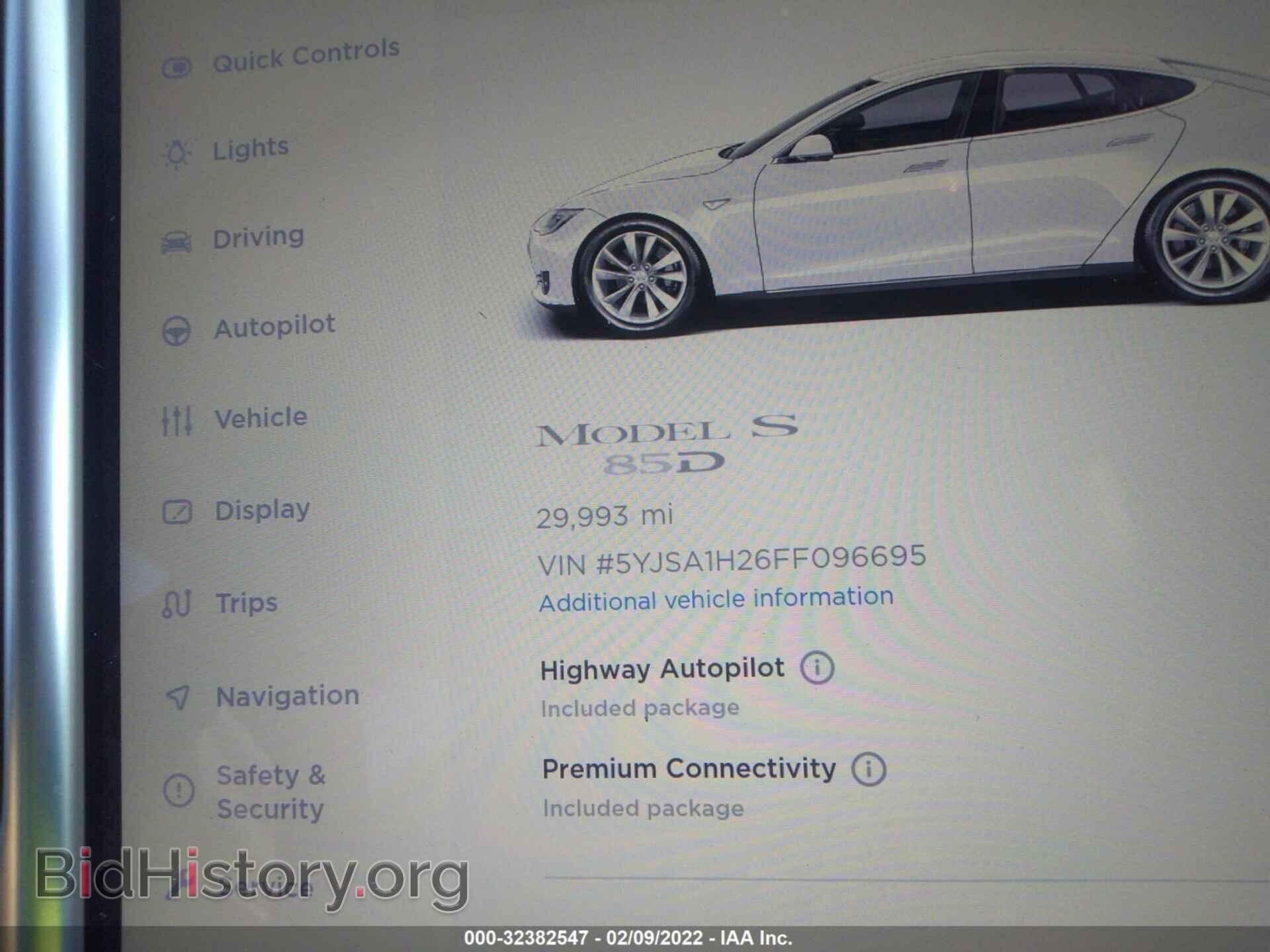 2015 TESLA MODEL S - VIN: 5YJSA1H26FF096695 - Фото 7