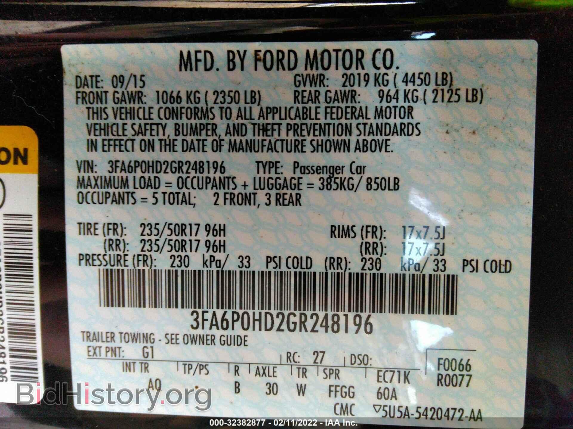 2016 FORD FUSION - VIN: 3FA6P0HD2GR248196 - Фото 9