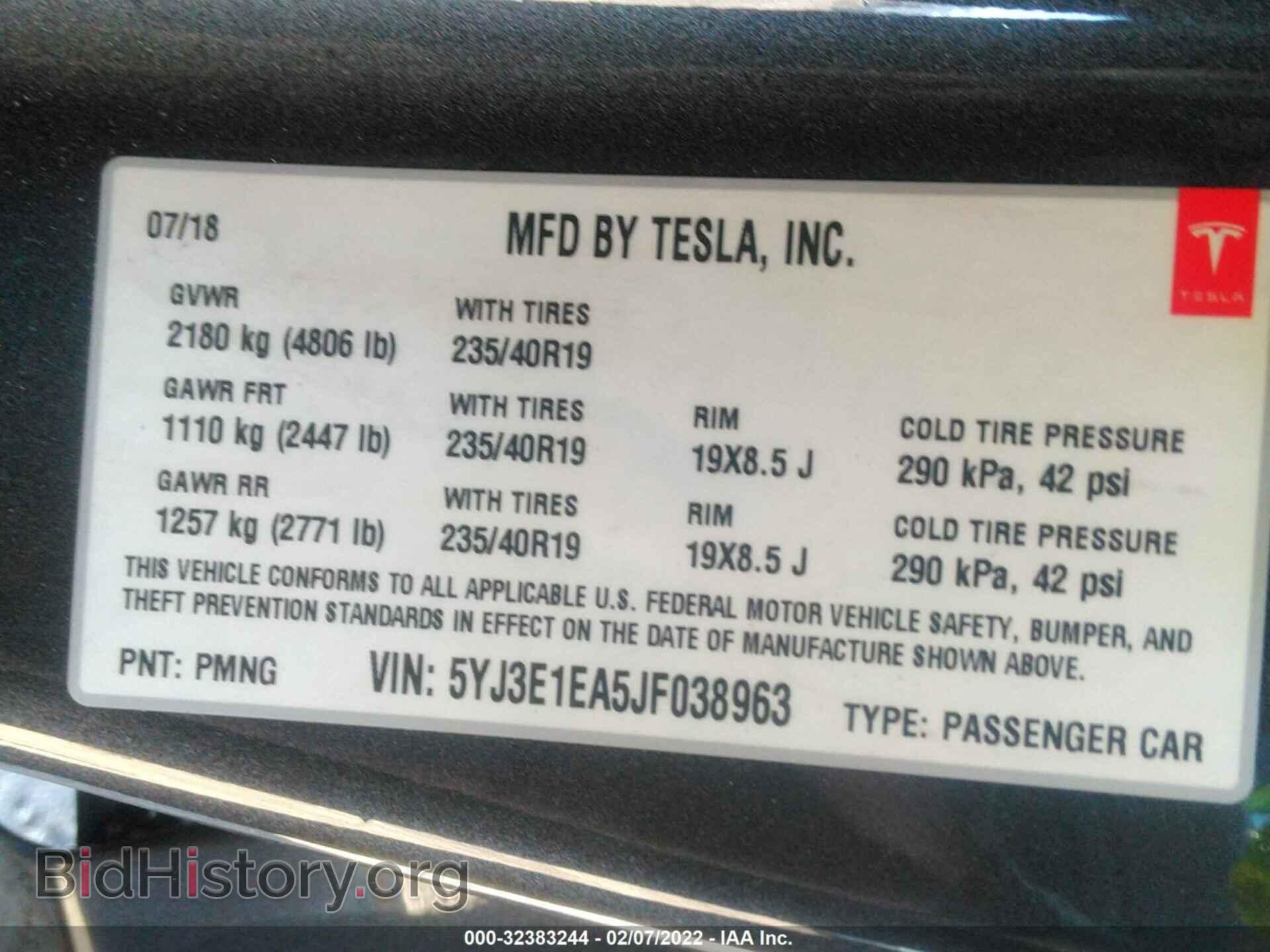 2018 TESLA MODEL 3 - VIN: 5YJ3E1EA5JF038963 - Фото 9