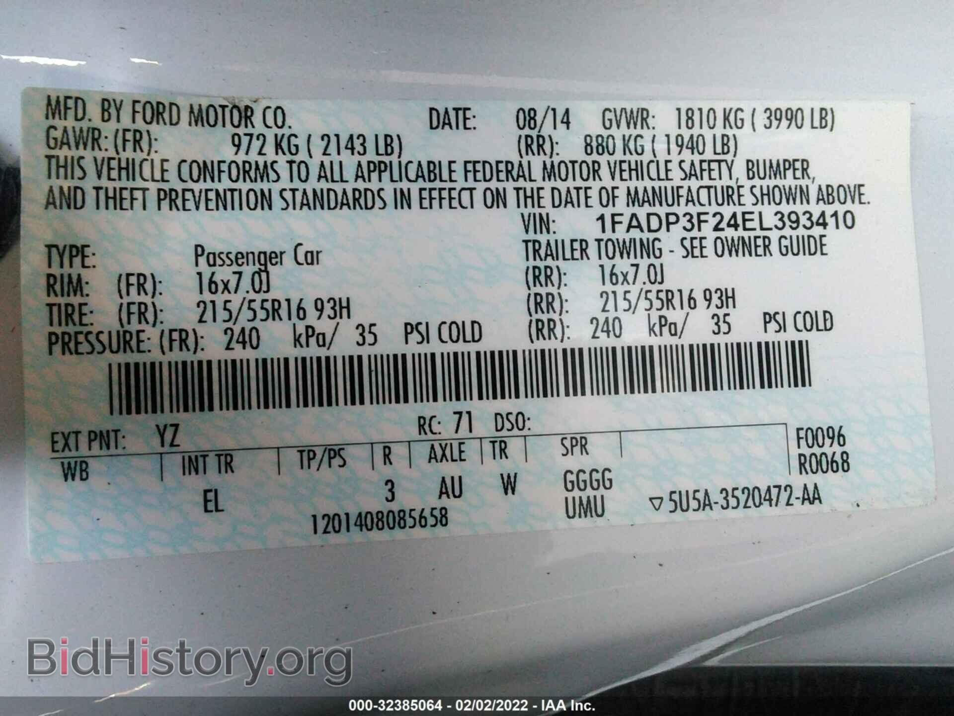 2014 FORD FOCUS - VIN: 1FADP3F24EL393410 - Фото 9
