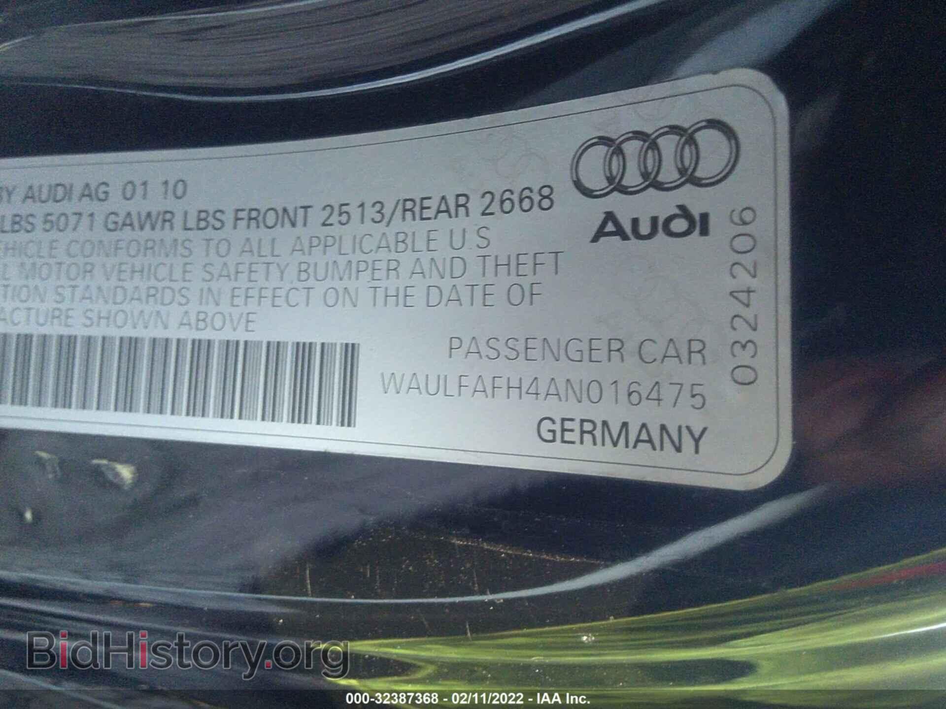 2010 AUDI A5 - VIN: WAULFAFH4AN016475 - Фото 9