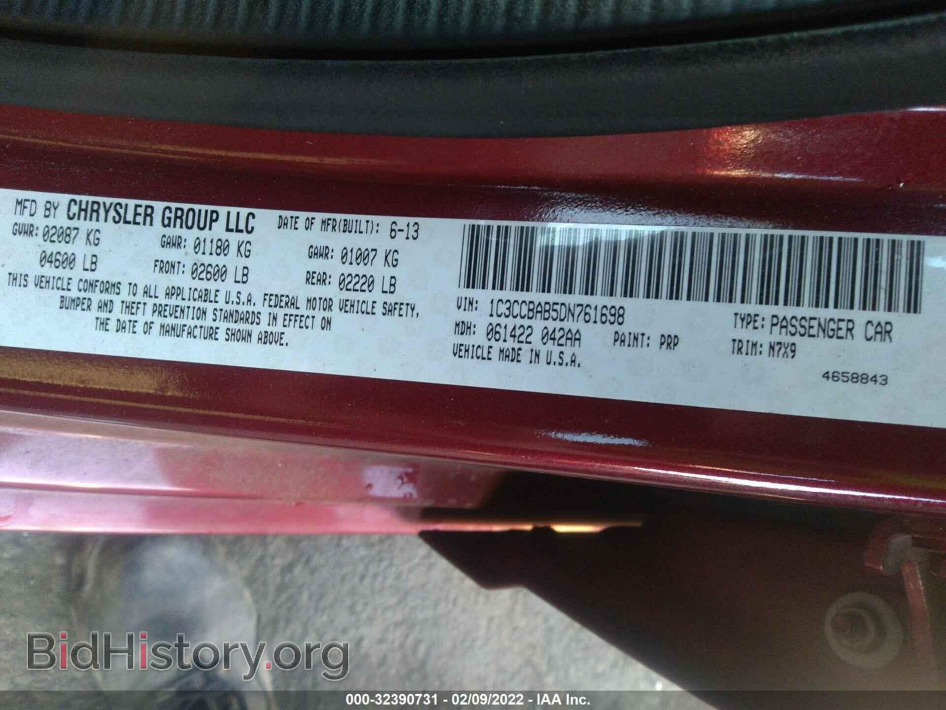 2013 CHRYSLER 200 - VIN: 1C3CCBAB5DN761698 - Фото 9