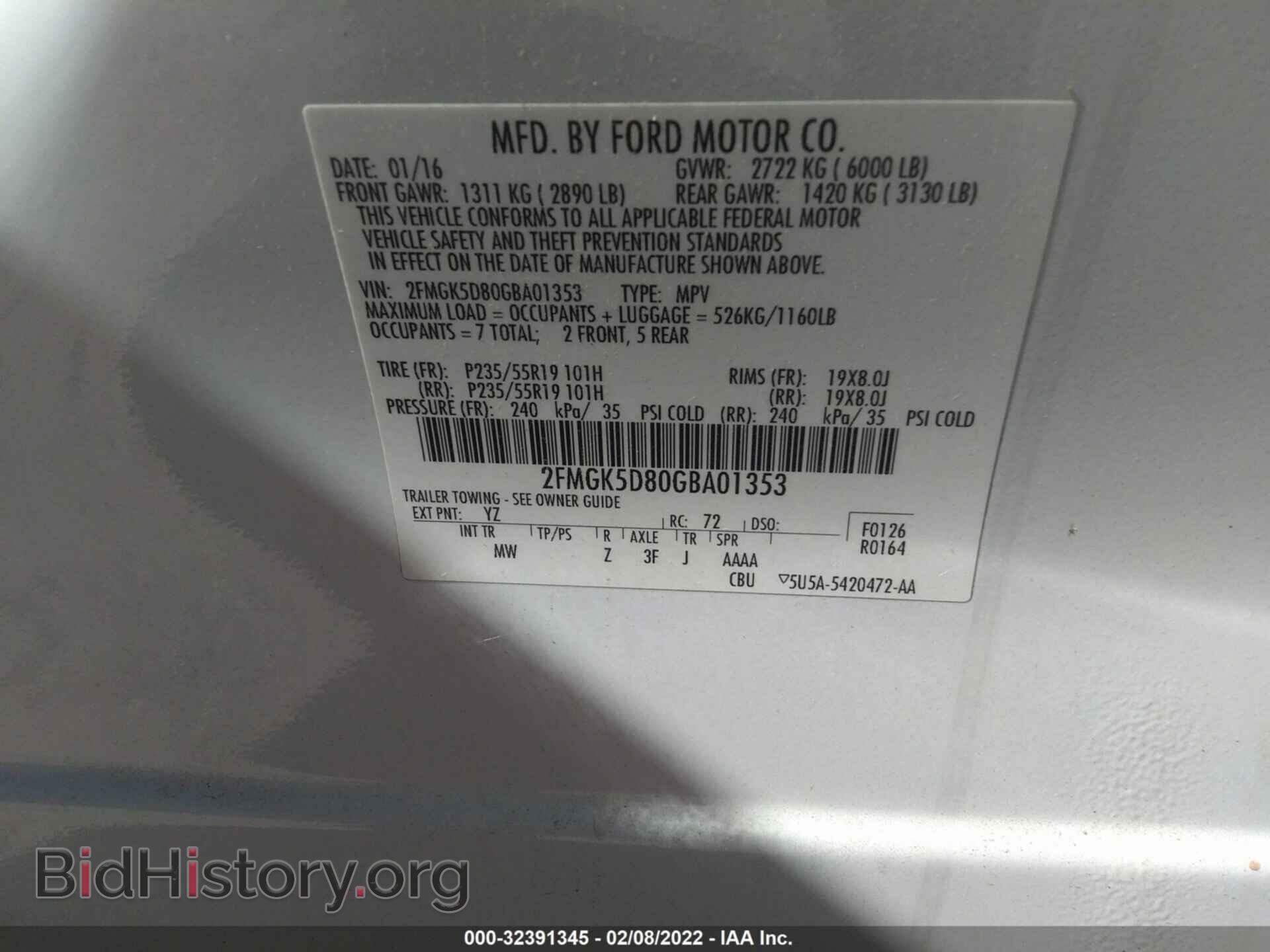 2016 FORD FLEX - VIN: 2FMGK5D80GBA01353 - Photo 9