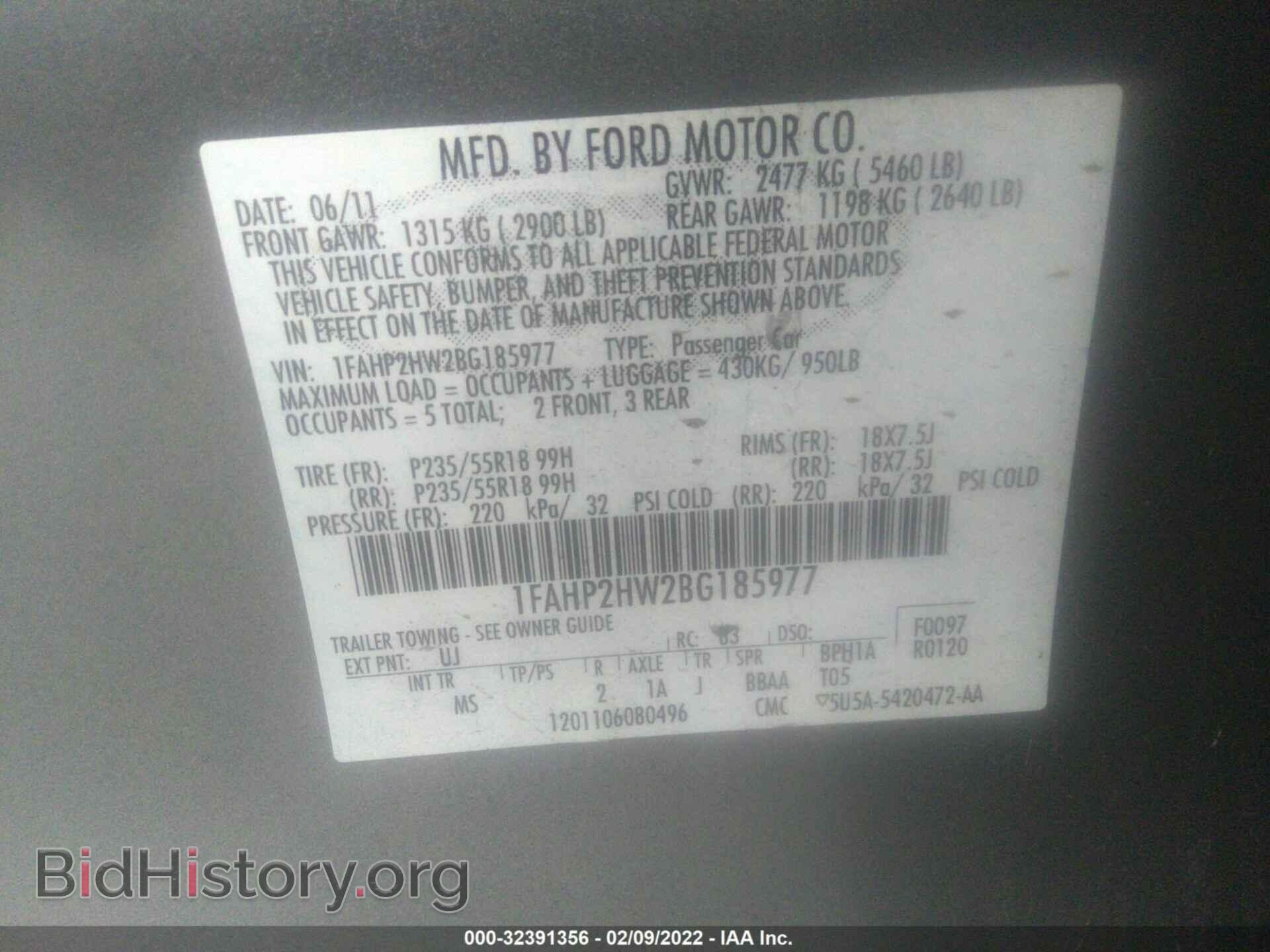 2011 FORD TAURUS - VIN: 1FAHP2HW2BG185977 - Фото 9