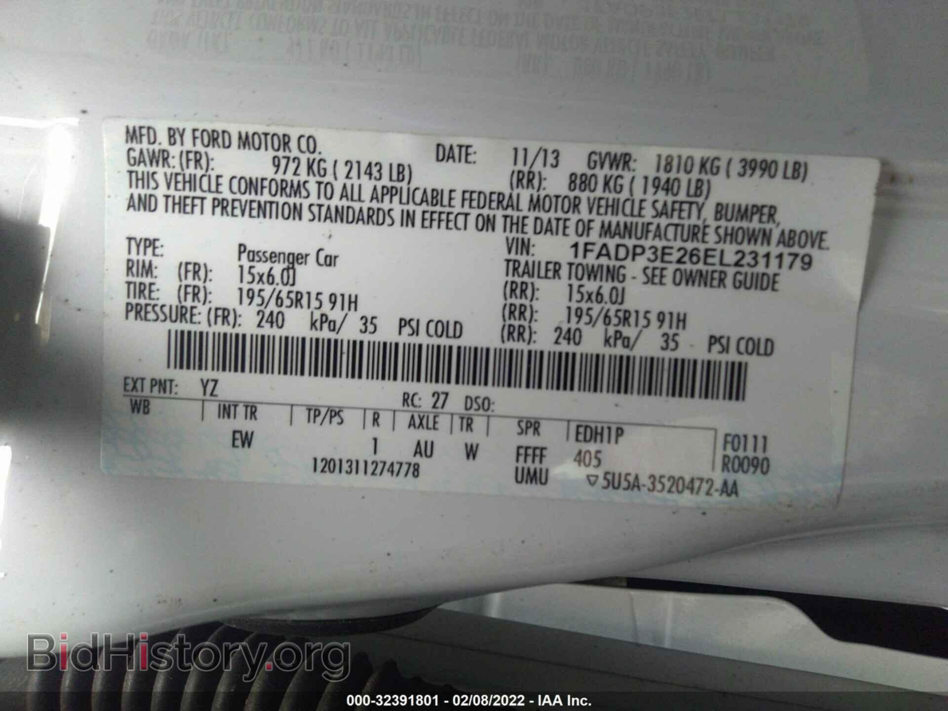 2014 FORD FOCUS - VIN: 1FADP3E26EL231179 - Фото 9