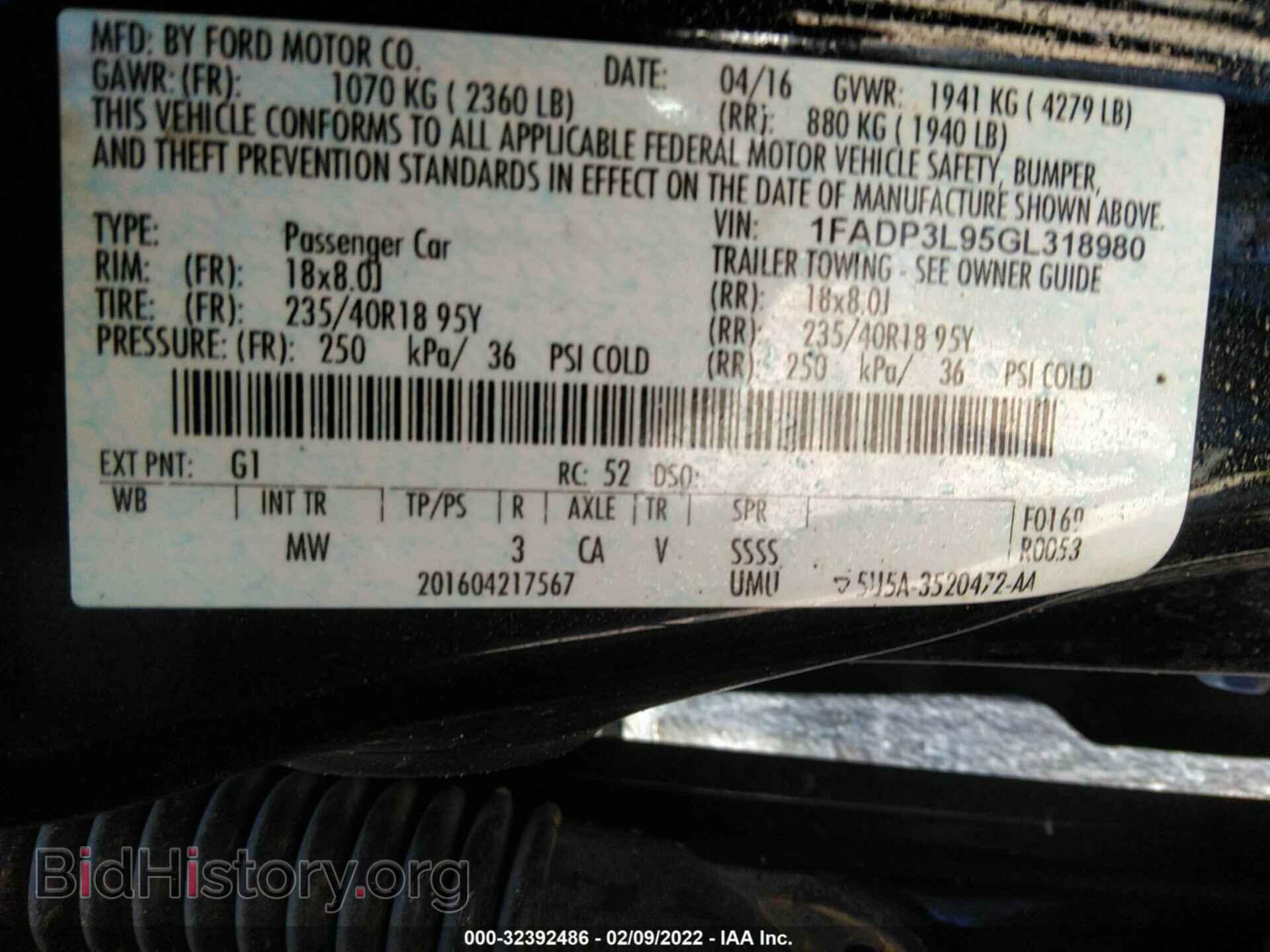 2016 FORD FOCUS - VIN: 1FADP3L95GL318980 - Фото 9