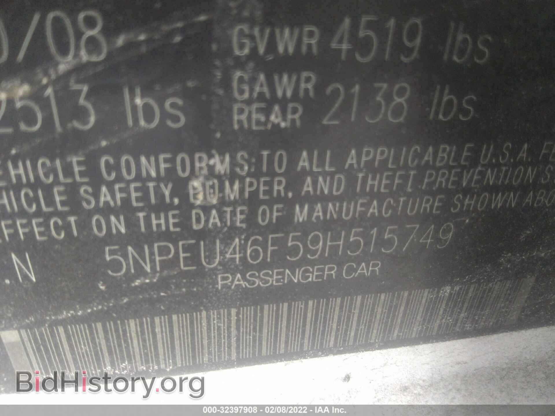 2009 HYUNDAI SONATA - VIN: 5NPEU46F59H515749 - Фото 9