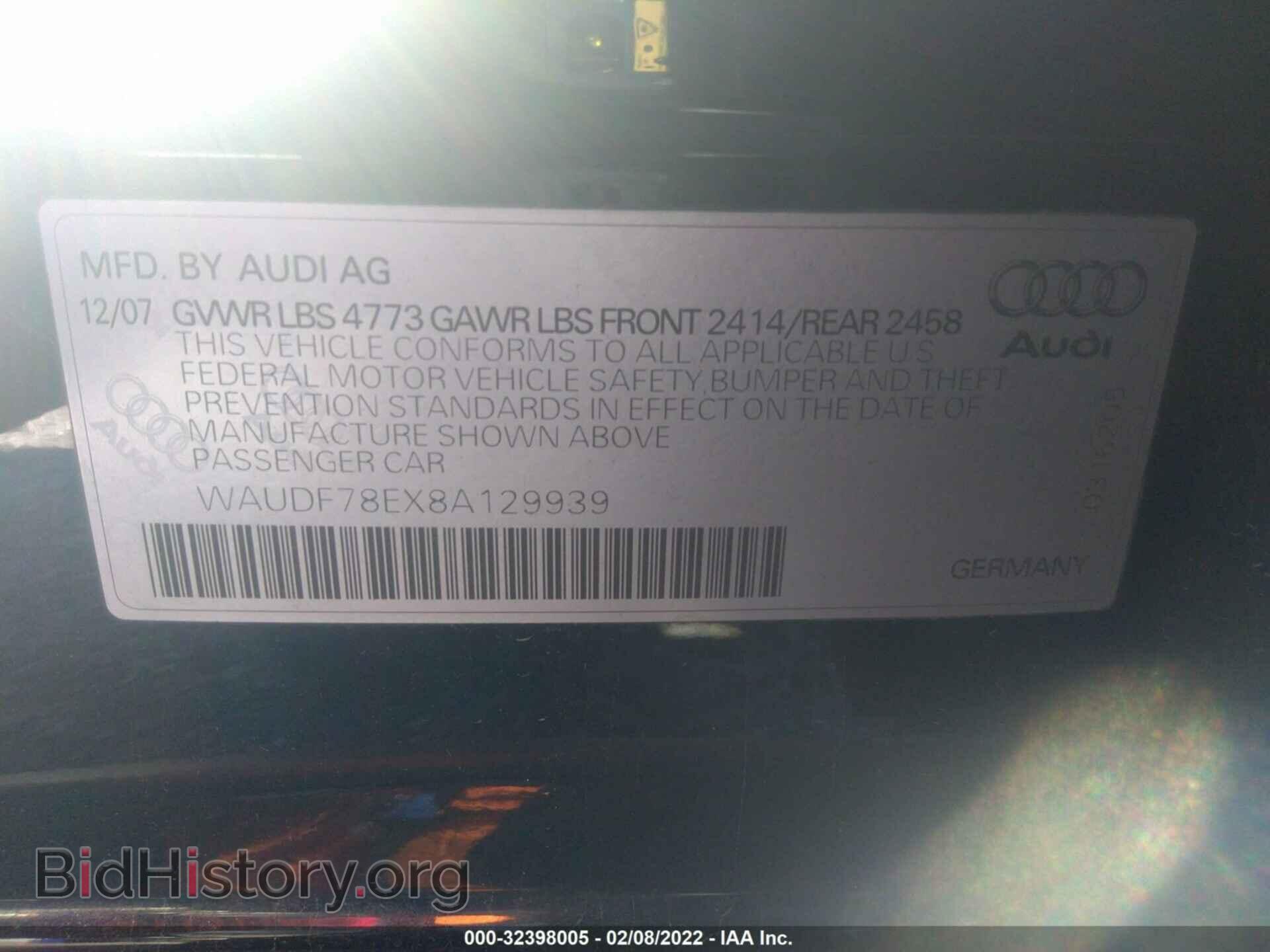 2008 AUDI A4 - VIN: WAUDF78EX8A129939 - Photo 9
