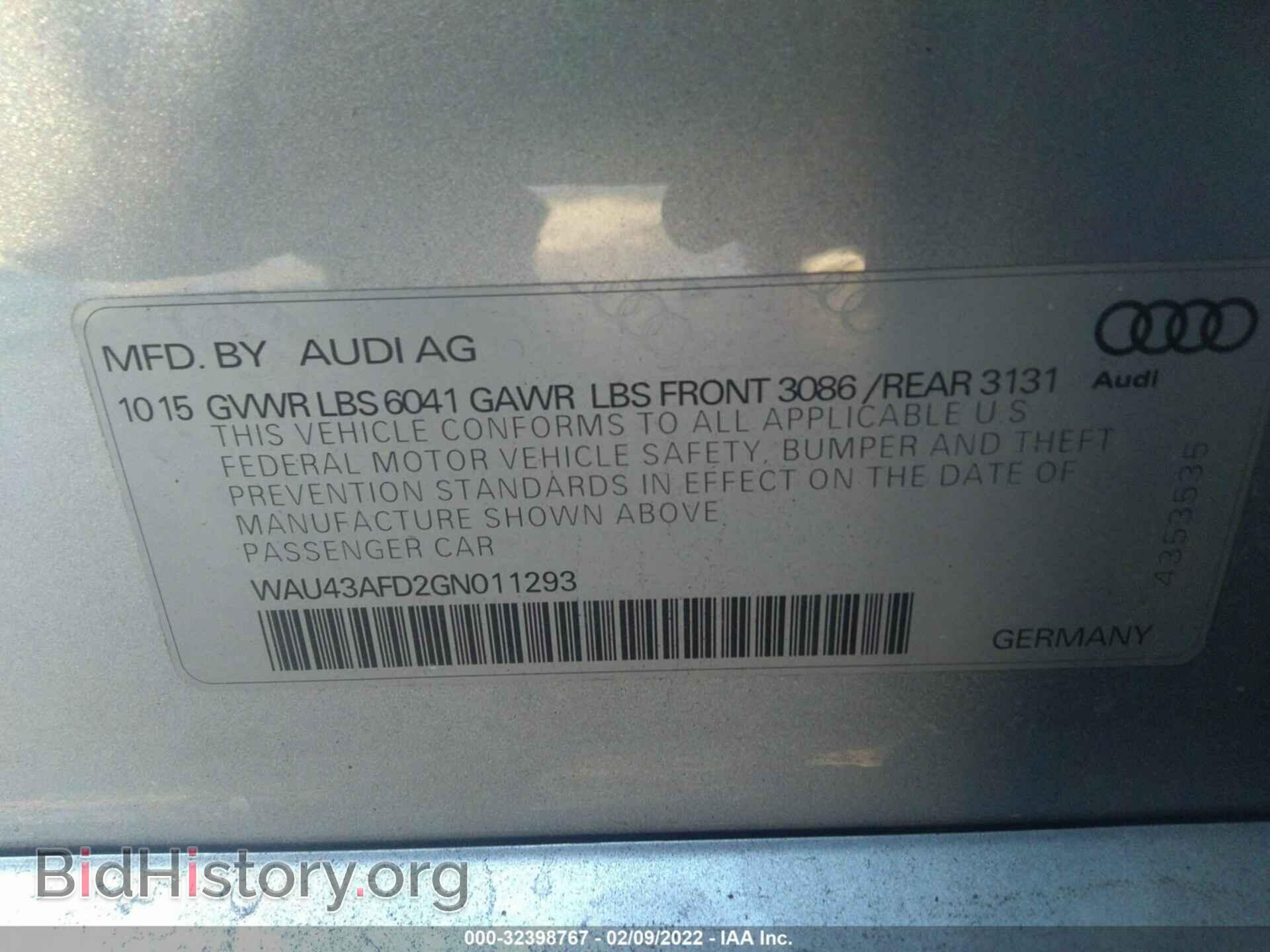 2016 AUDI A8 L - VIN: WAU43AFD2GN011293 - Фото 9