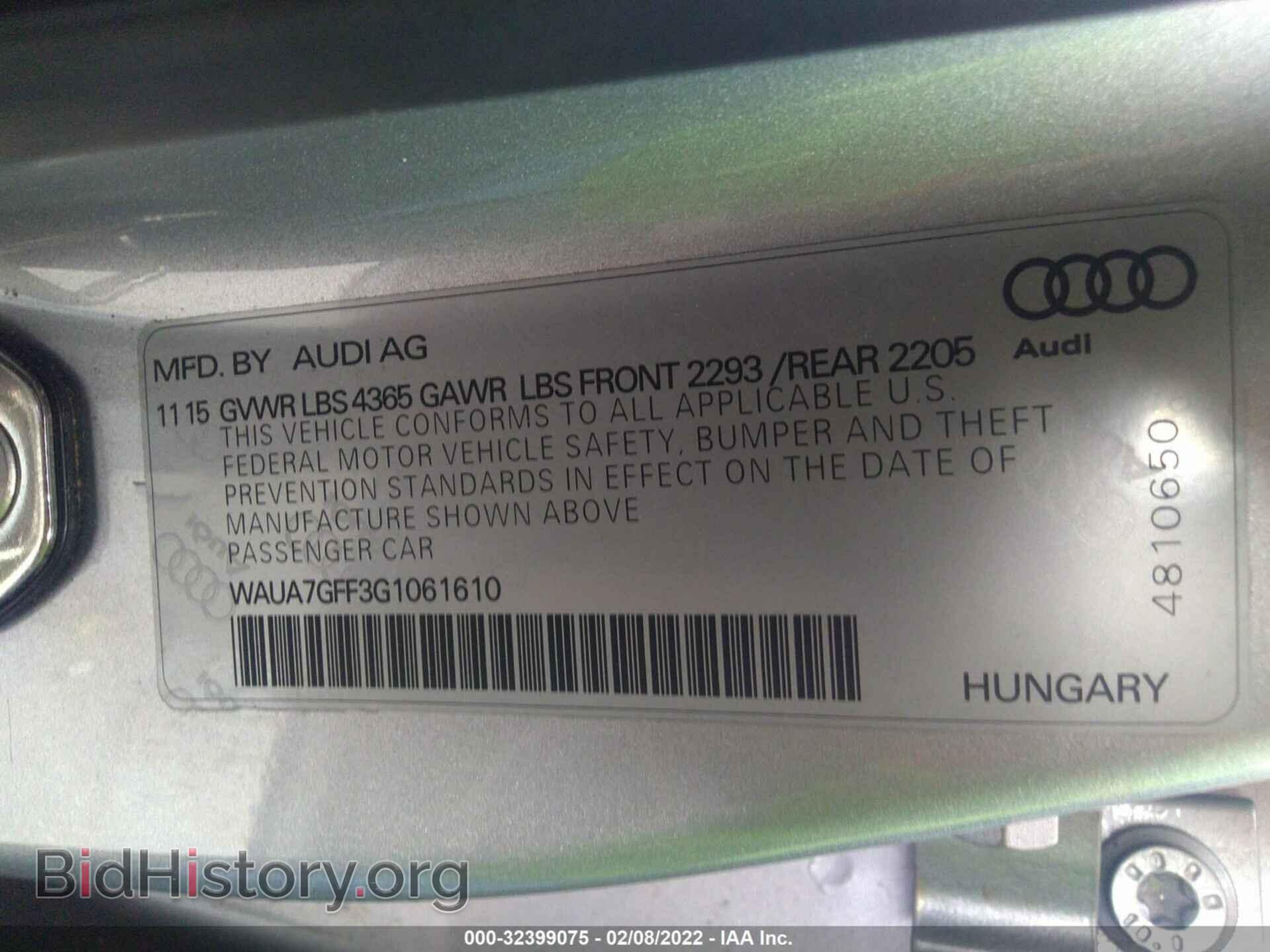 2016 AUDI A3 - VIN: WAUA7GFF3G1061610 - Фото 9